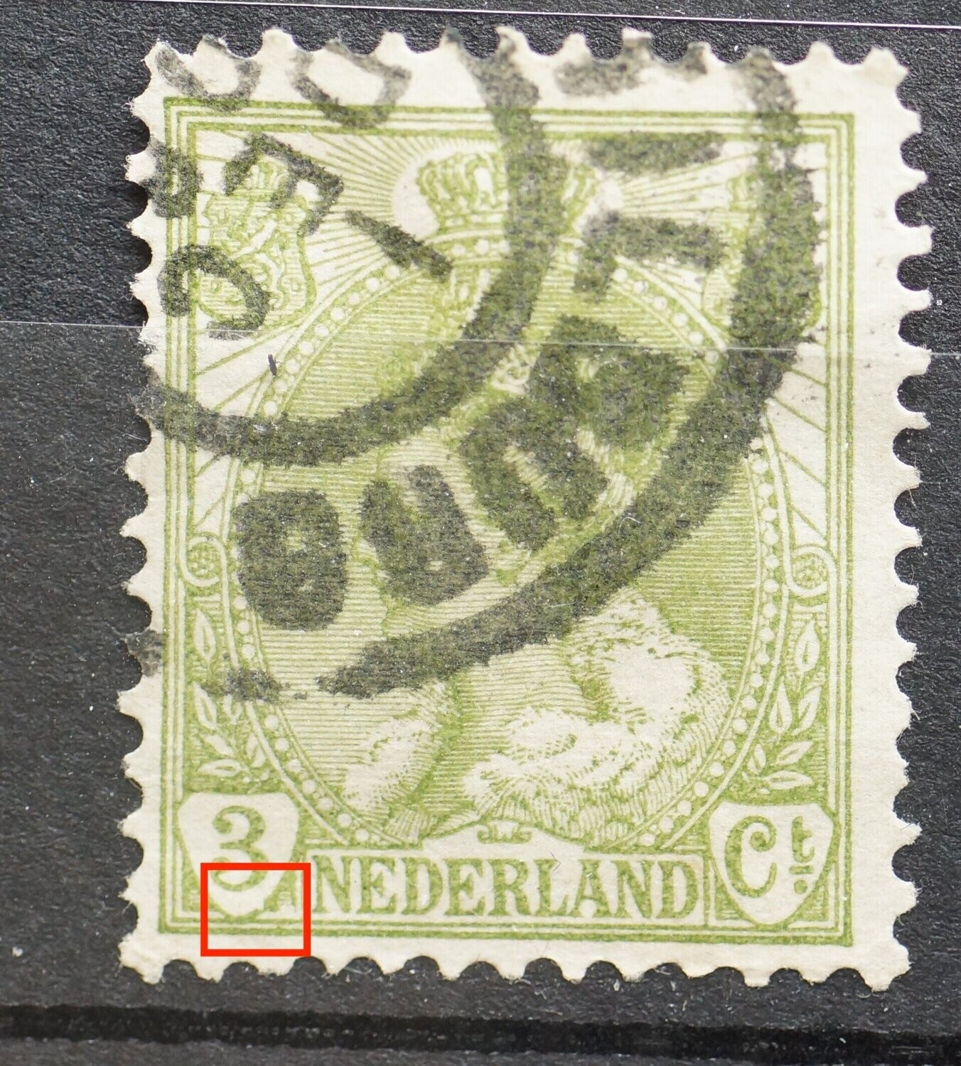 NVPH 57 - beschadigingen rond waardeschild