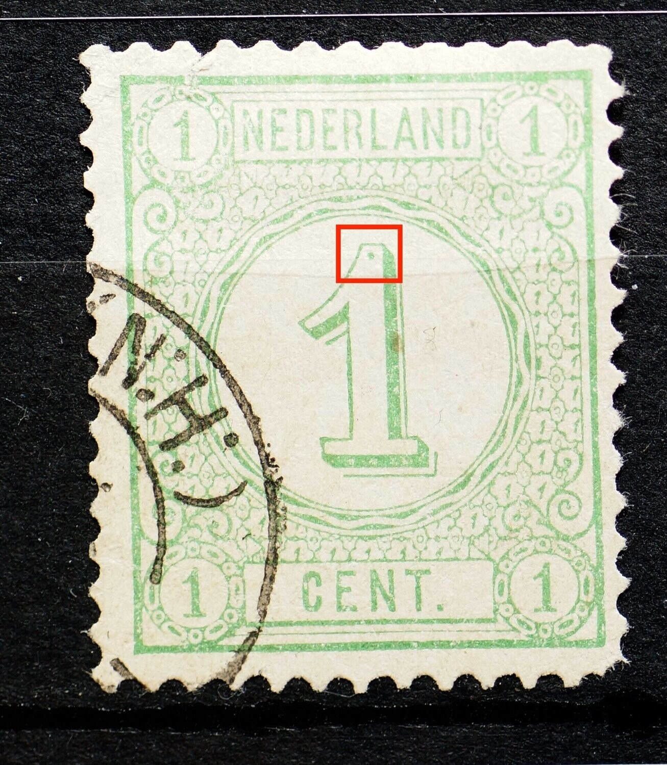 NVPH 31 - groene vlek in waardecijfer 1