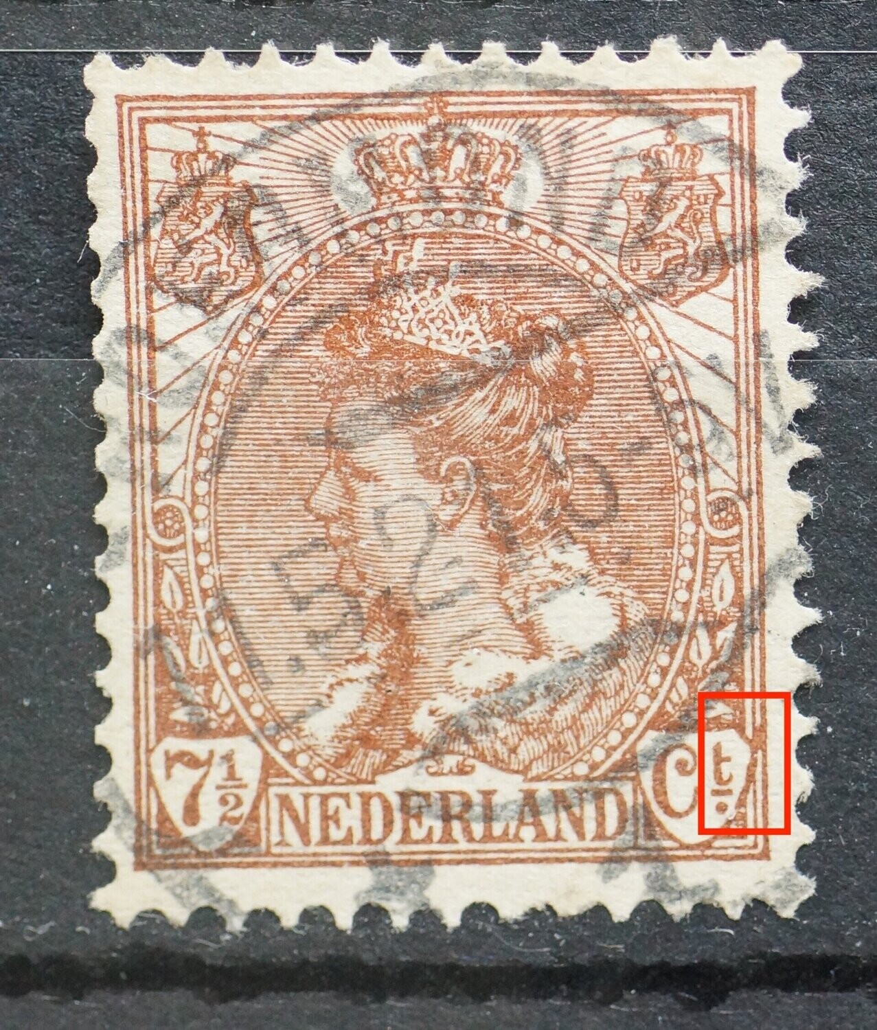 NVPH 61 - o.a. bruine vlek rechts van Ct.