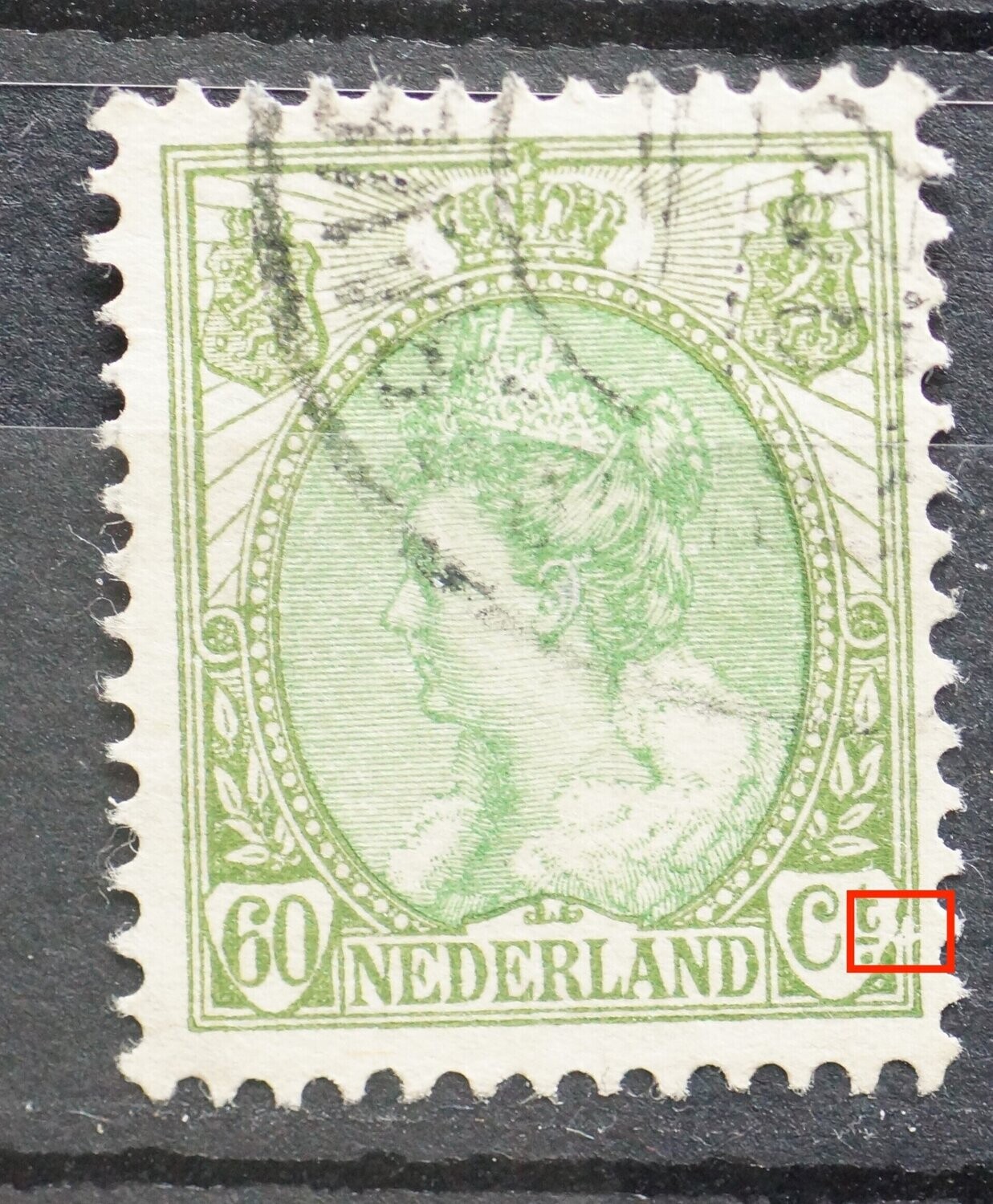 NVPH 76 - beschadigingen rechts van Ct.