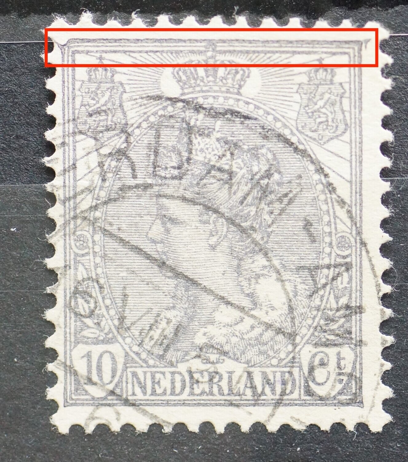 NVPH 62 - vervormde kaderlijn bovenzijde