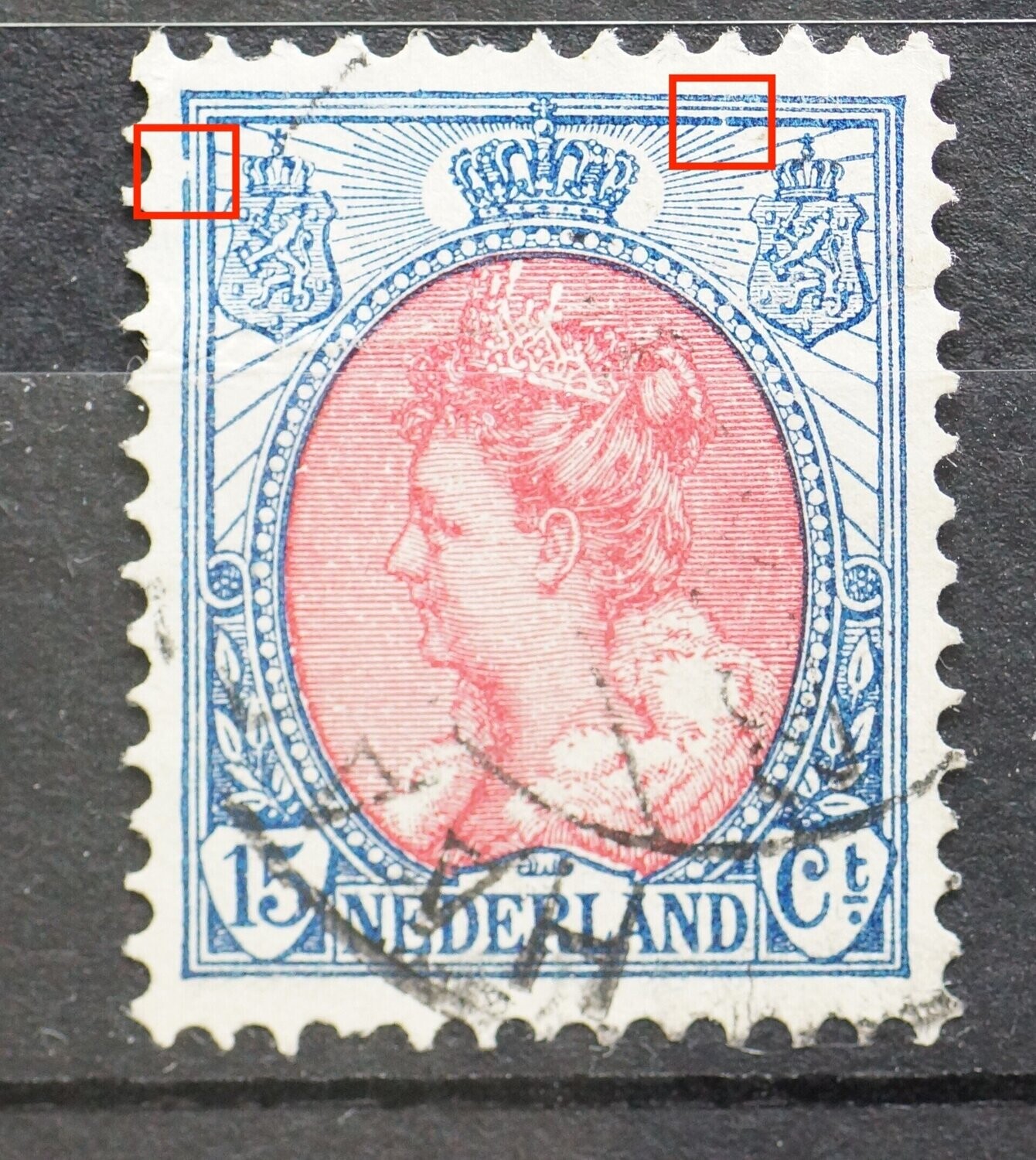 NVPH 65 - breuk in kaderlijnen links en boven