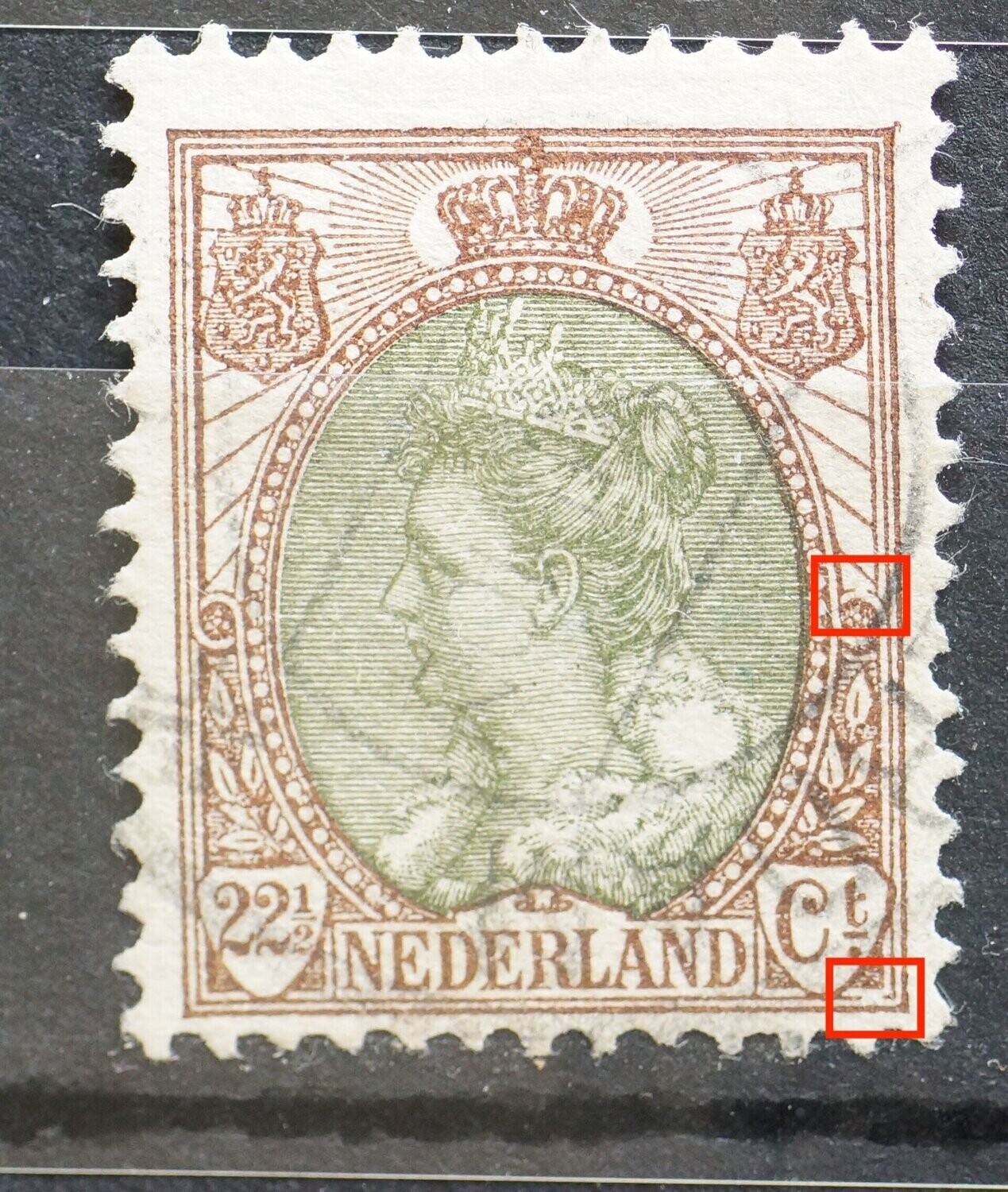 NVPH 70 - o.a. breuk in kaderlijn onder Ct.