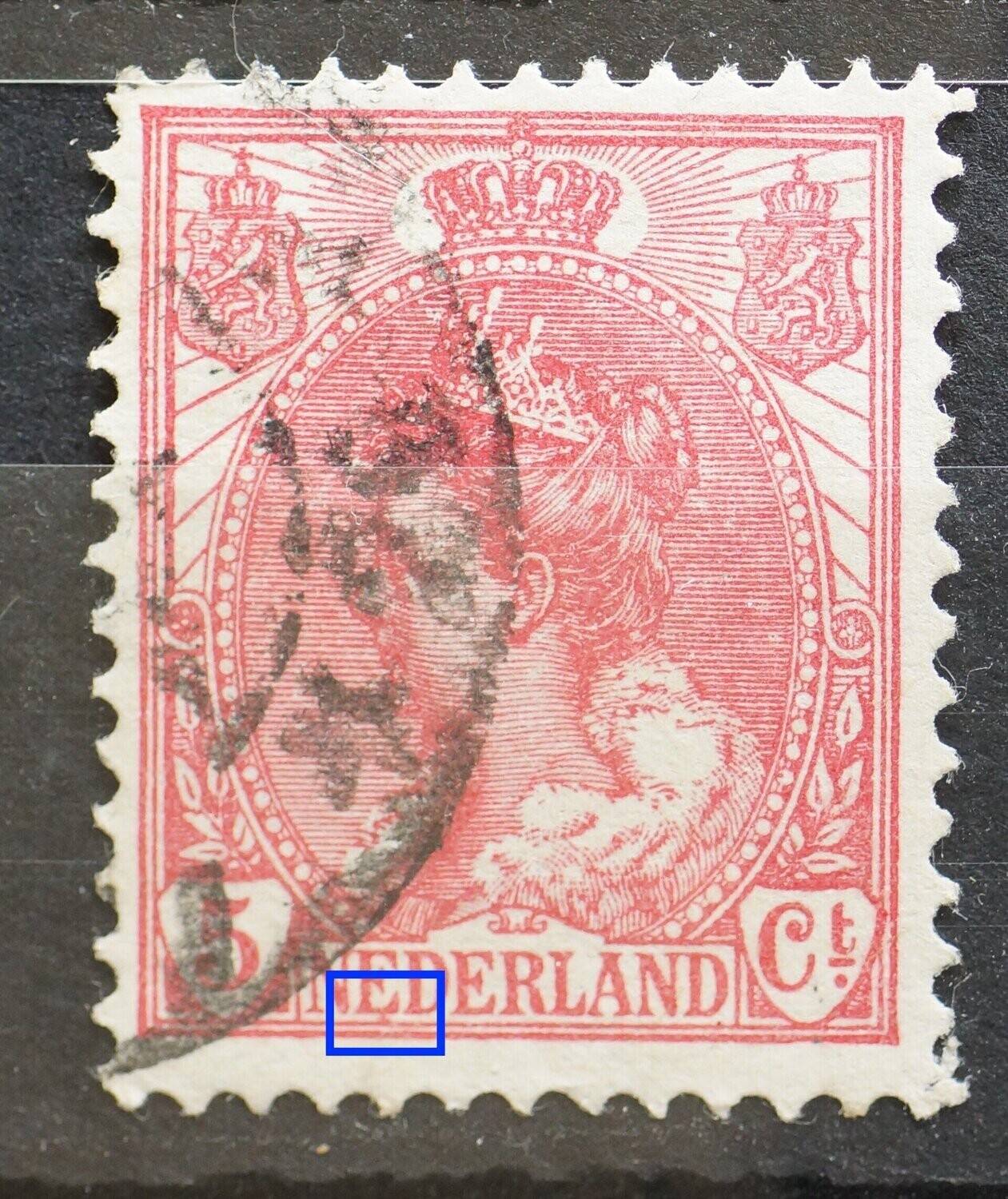 NVPH 60 - rode vlek onder de eerste E van NEDERLAND
