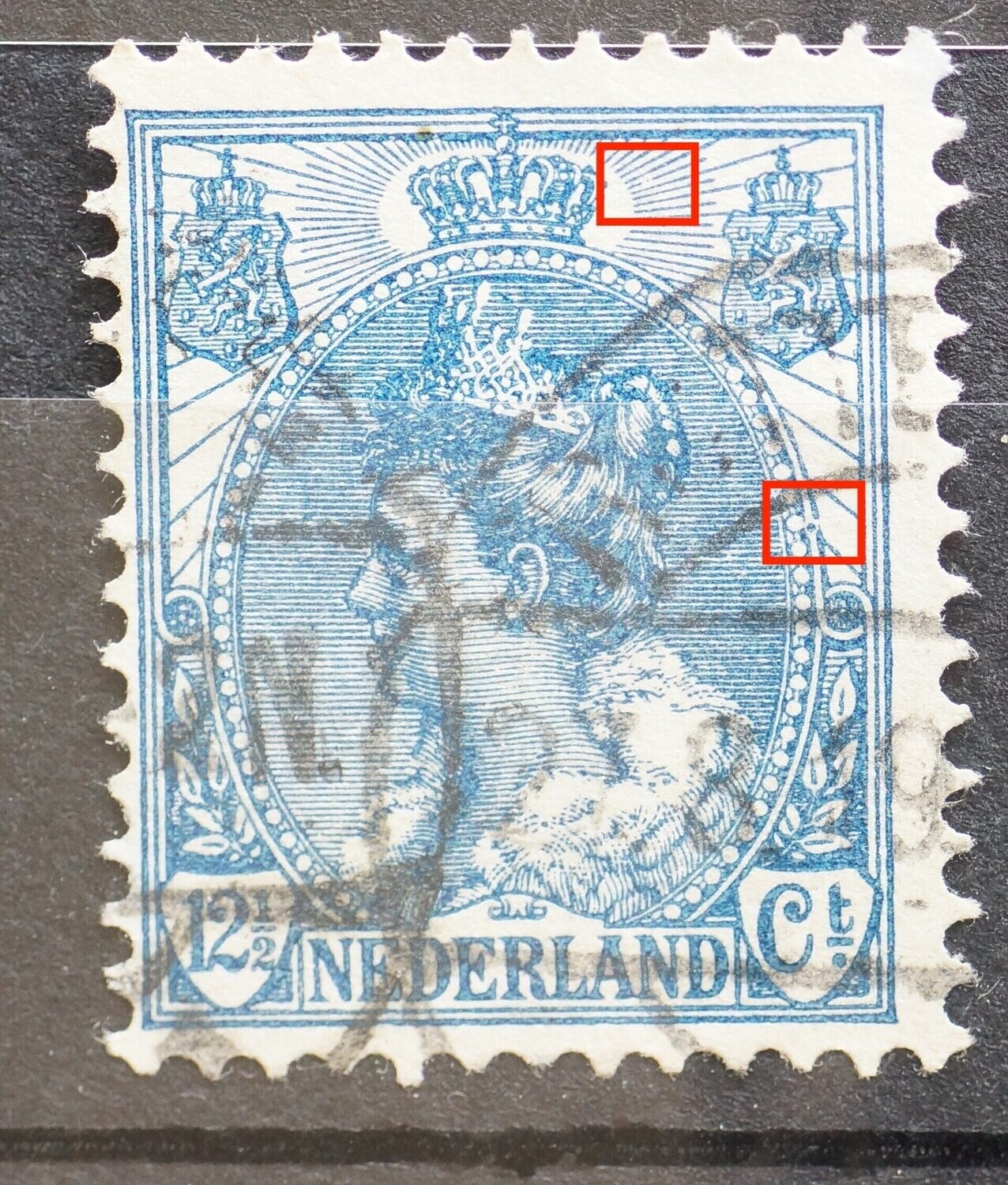 NVPH 63 - o.a. blauwe punt in rand medaillon NVPH 63 - o.a. blauwe punt in rand medaillon