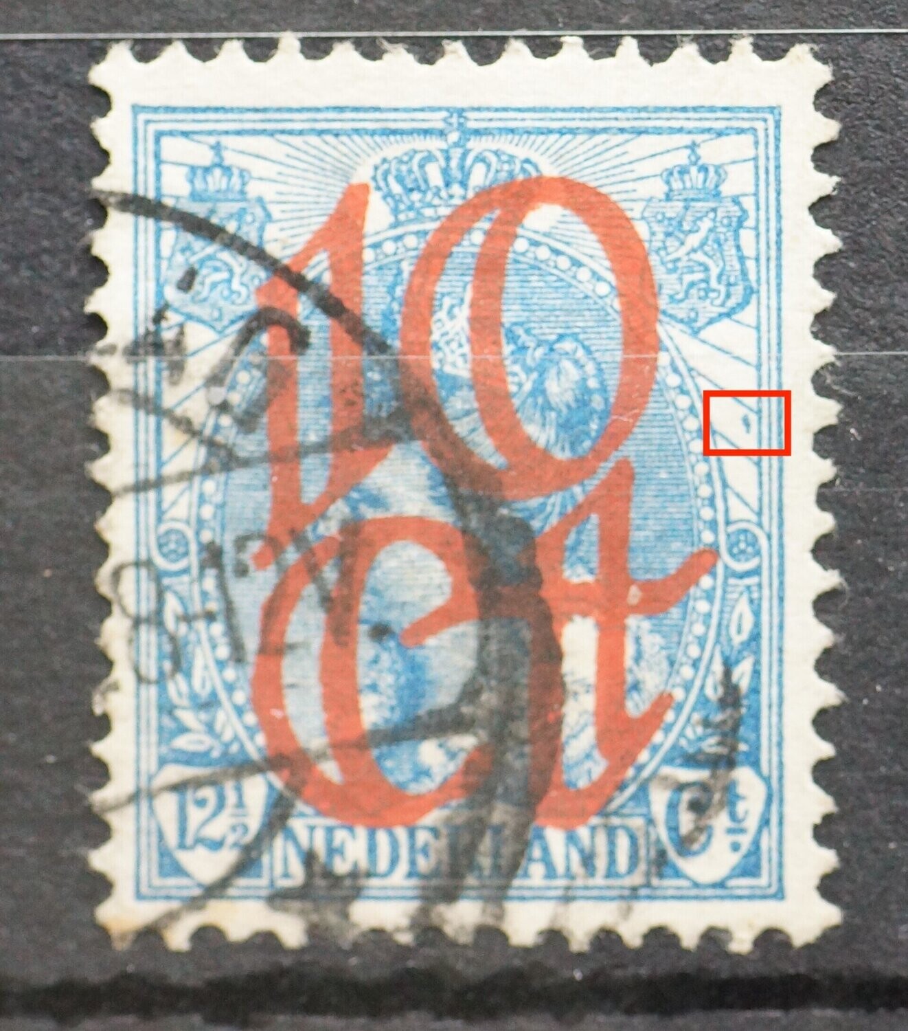 NVPH 118 - blauwe vlek tussen stralen, rechts