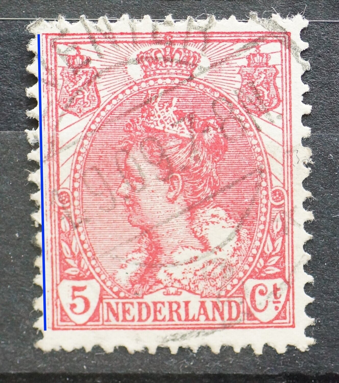 NVPH 60 - rode streep links van zegelbeeld NVPH 60 - rode streep links van zegelbeeld