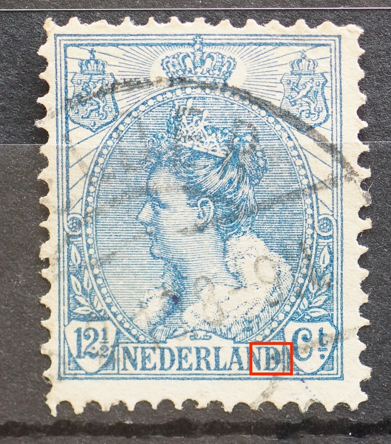 NVPH 63 - blauwe vlek in tweede D van NEDERLAND