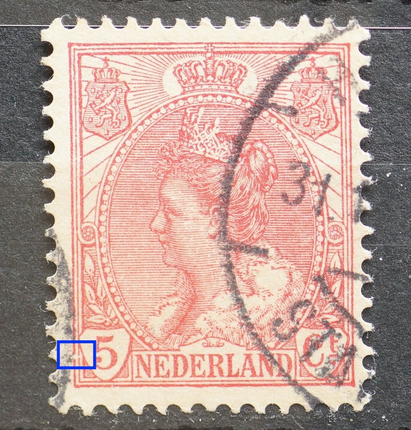 NVPH 60 - beschadigde kaderlijnen voor de 5