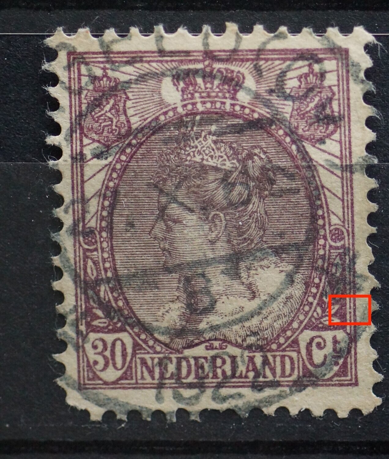 NVPH 72 (redelijk) - breuk in kaderlijn rechts