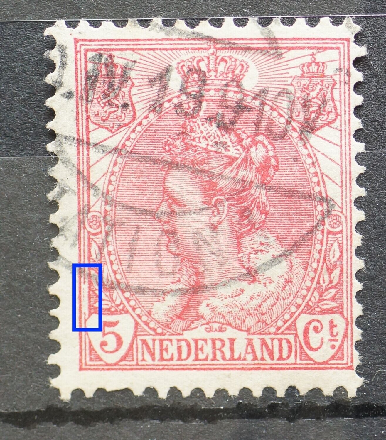 NVPH 60 - beschadigde kaderlijn links, onder