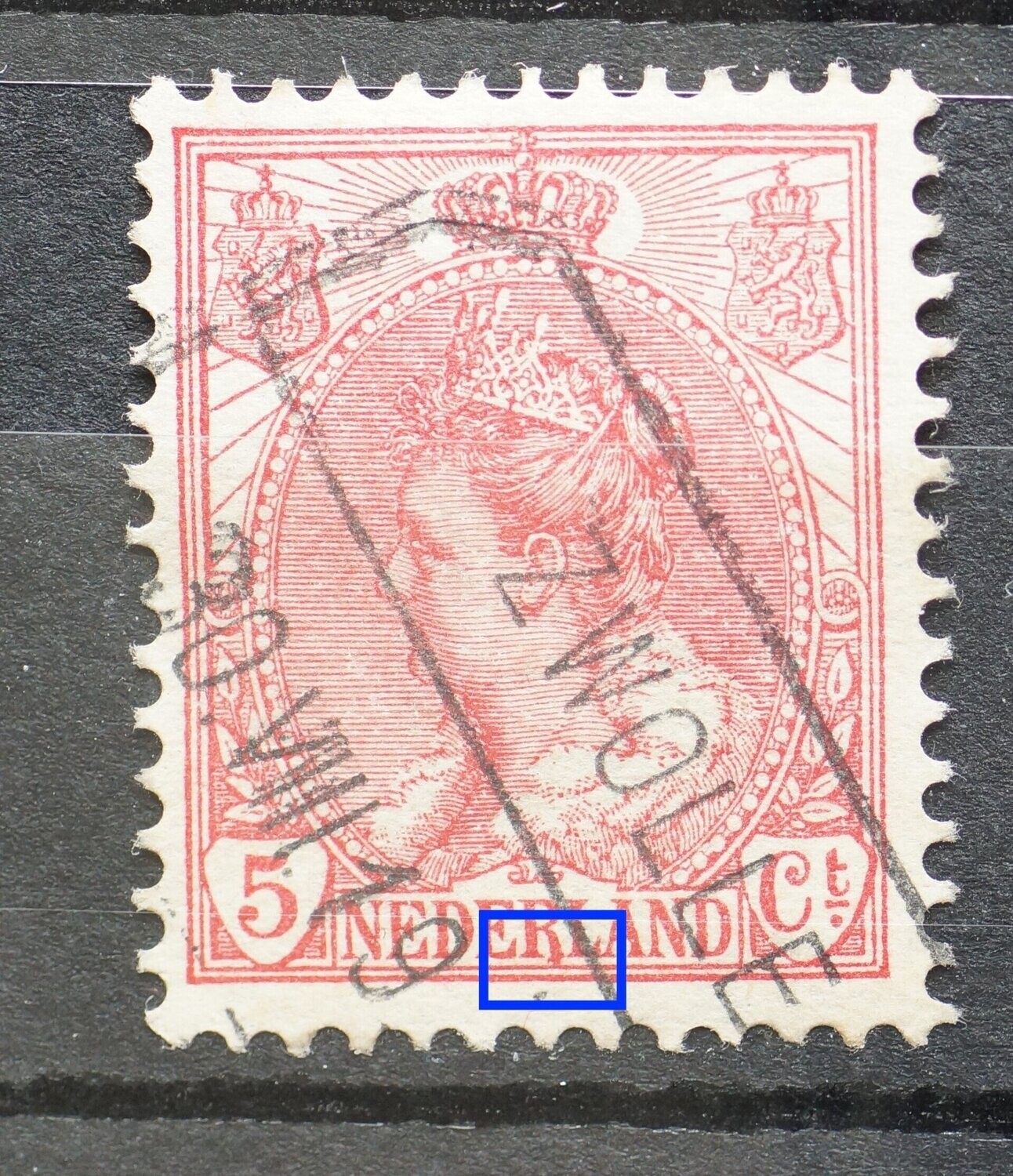 NVPH 60 - rode vlek onder de R van NEDERLAND
