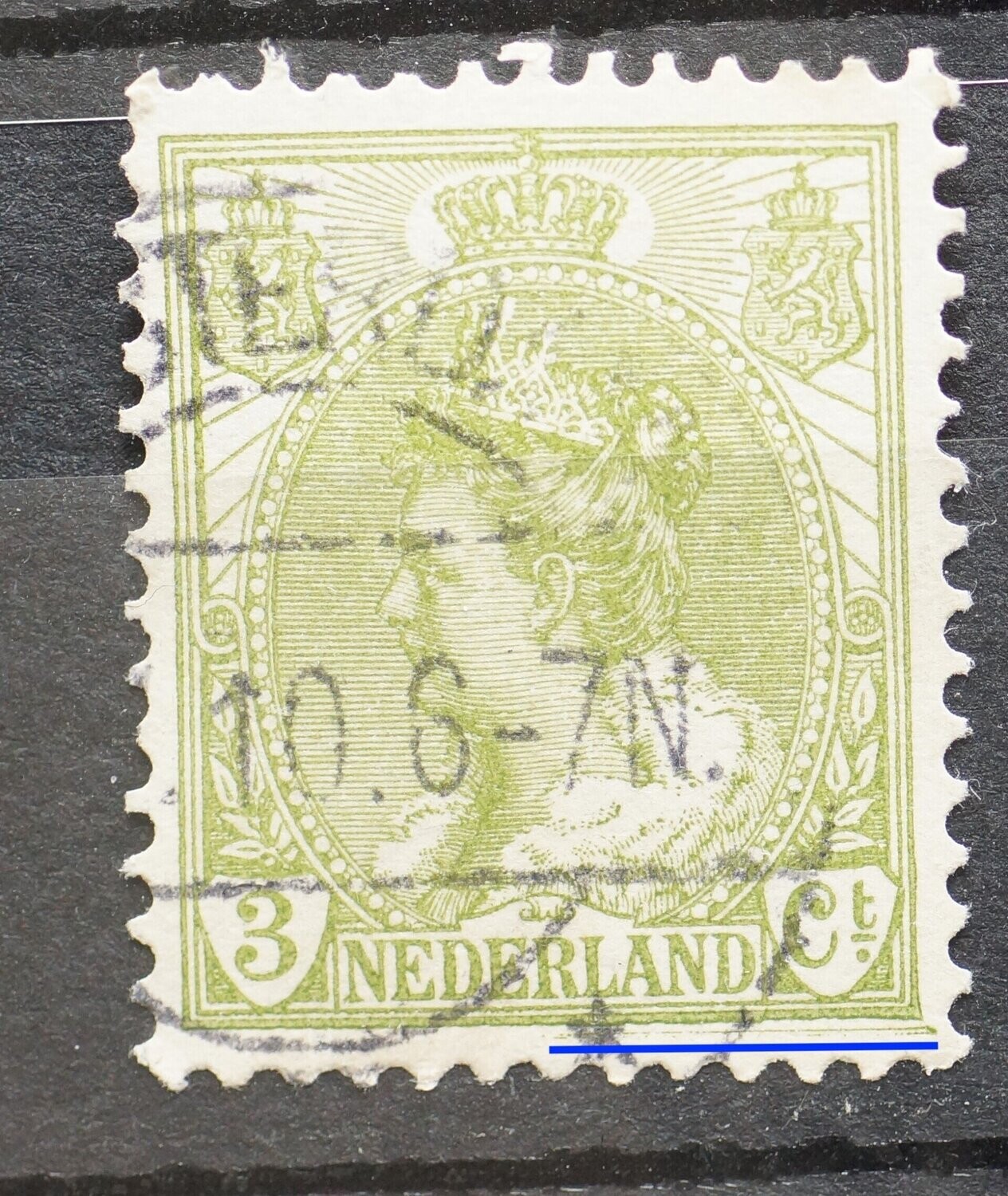 NVPH 57 - extra groene lijn onder het zegelbeeld