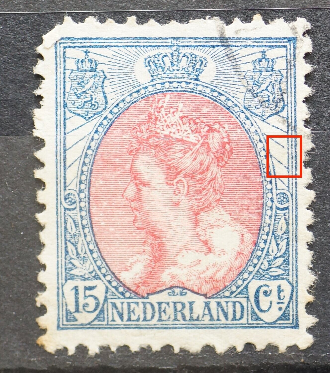 NVPH 65 - o.a. breuk in stralen rechts