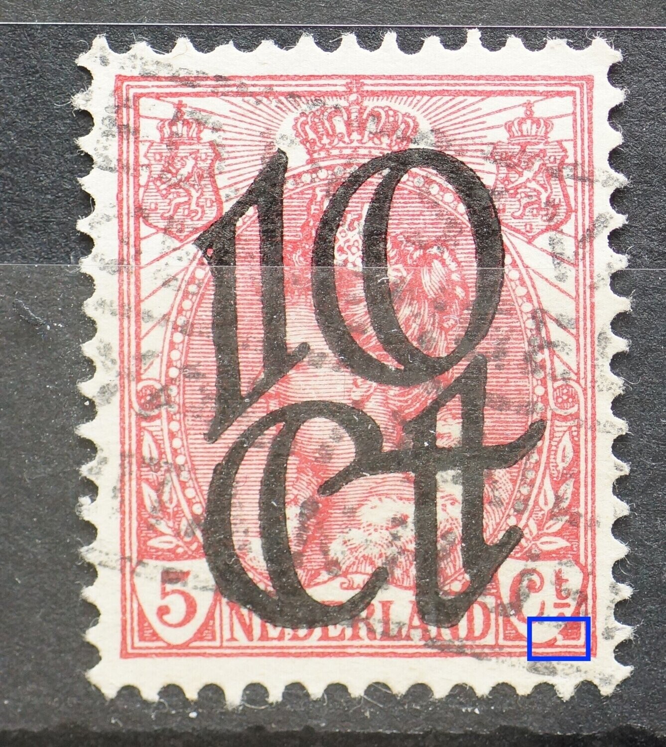 NVPH 118 - breuk in schild van Ct., rechtsonder