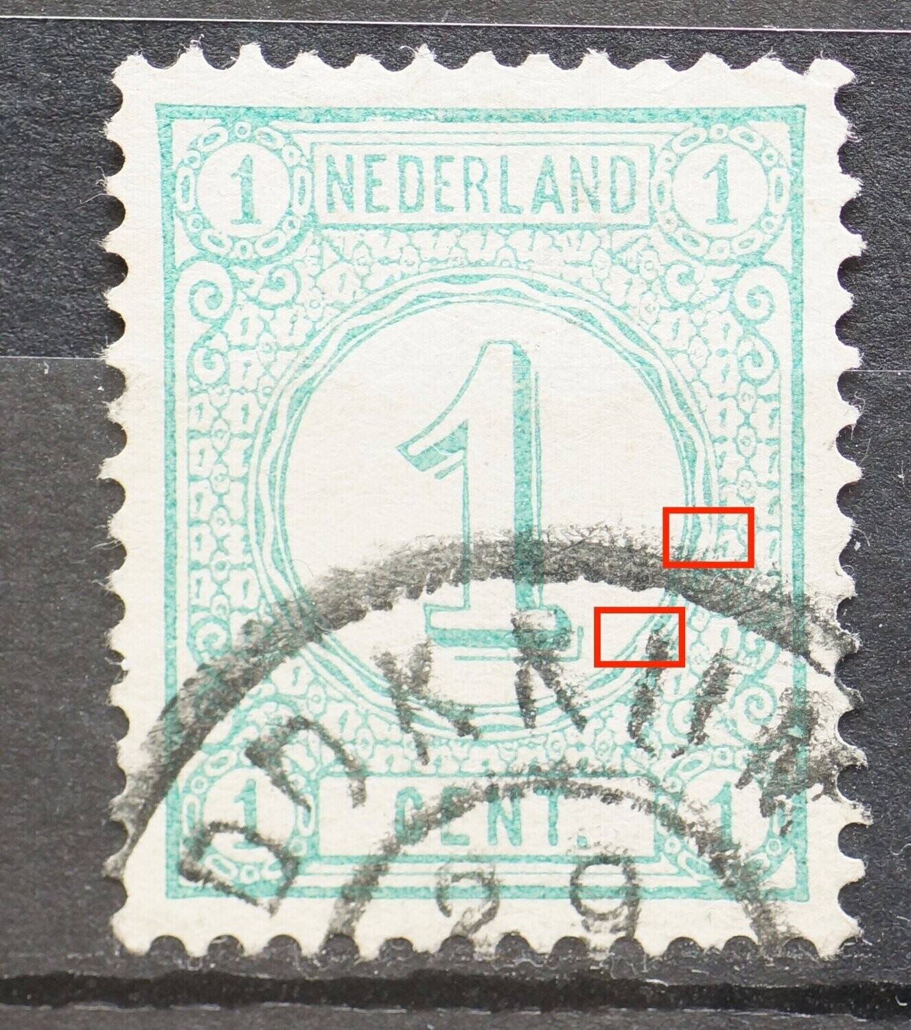 NVPH 31 - witte vlekken in rand medaillon, rechts