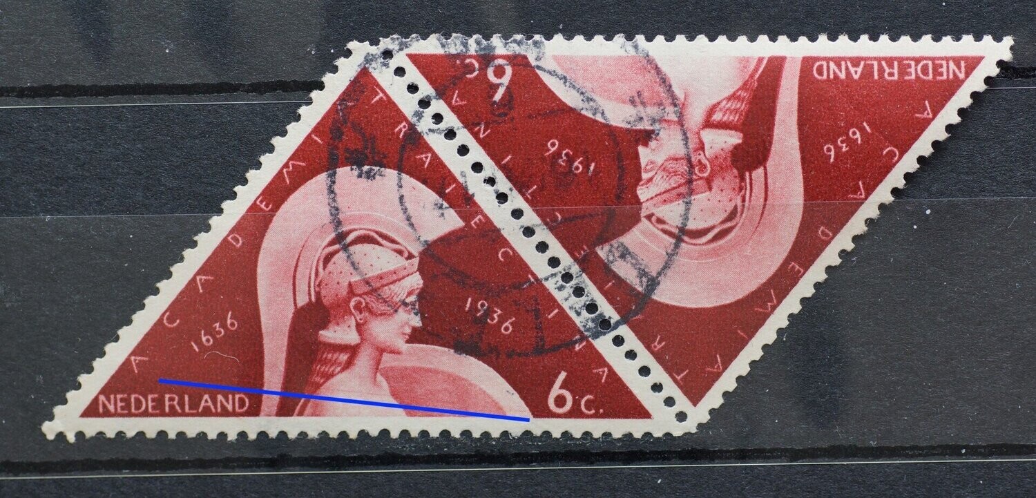 NVPH 287 (paar) - rode graveerkras, linker zegel