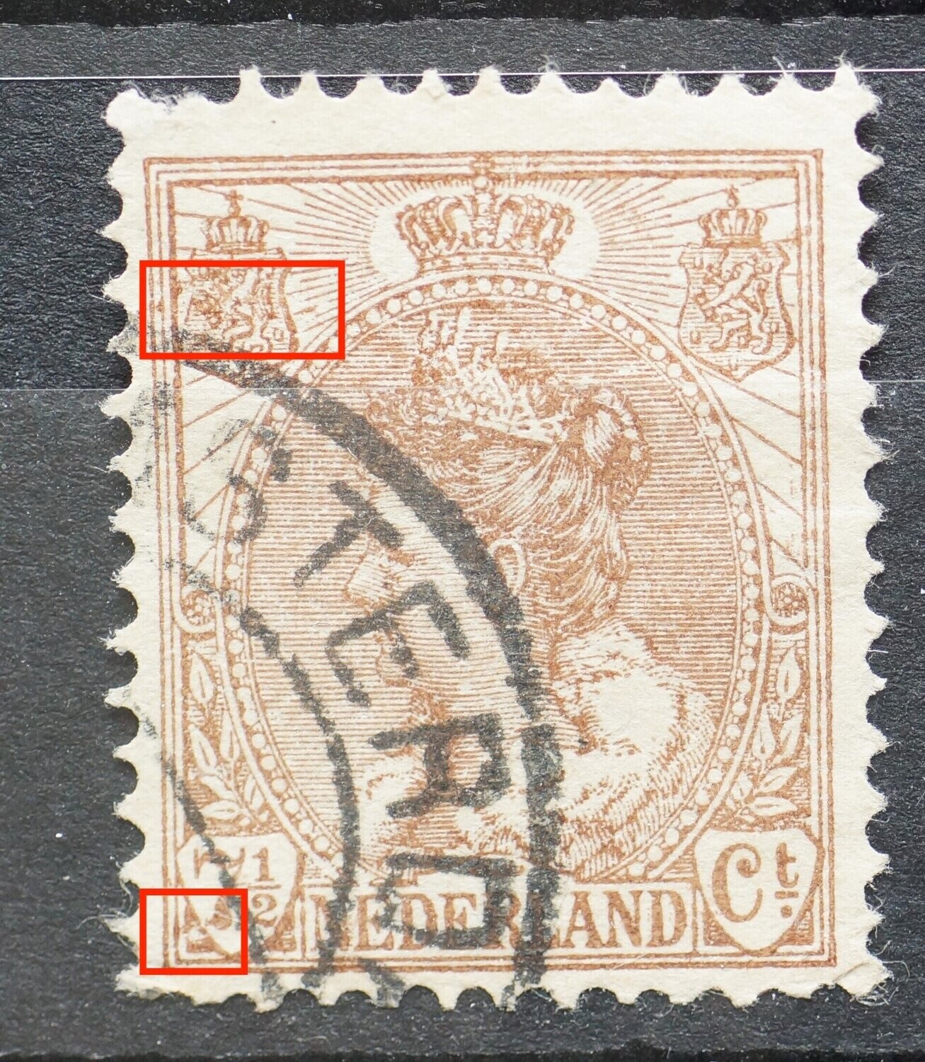 NVPH 61 - o.a. vreemde beschadiging linker wapenschild NVPH 61 - o.a. vreemde beschadiging linker wapenschild