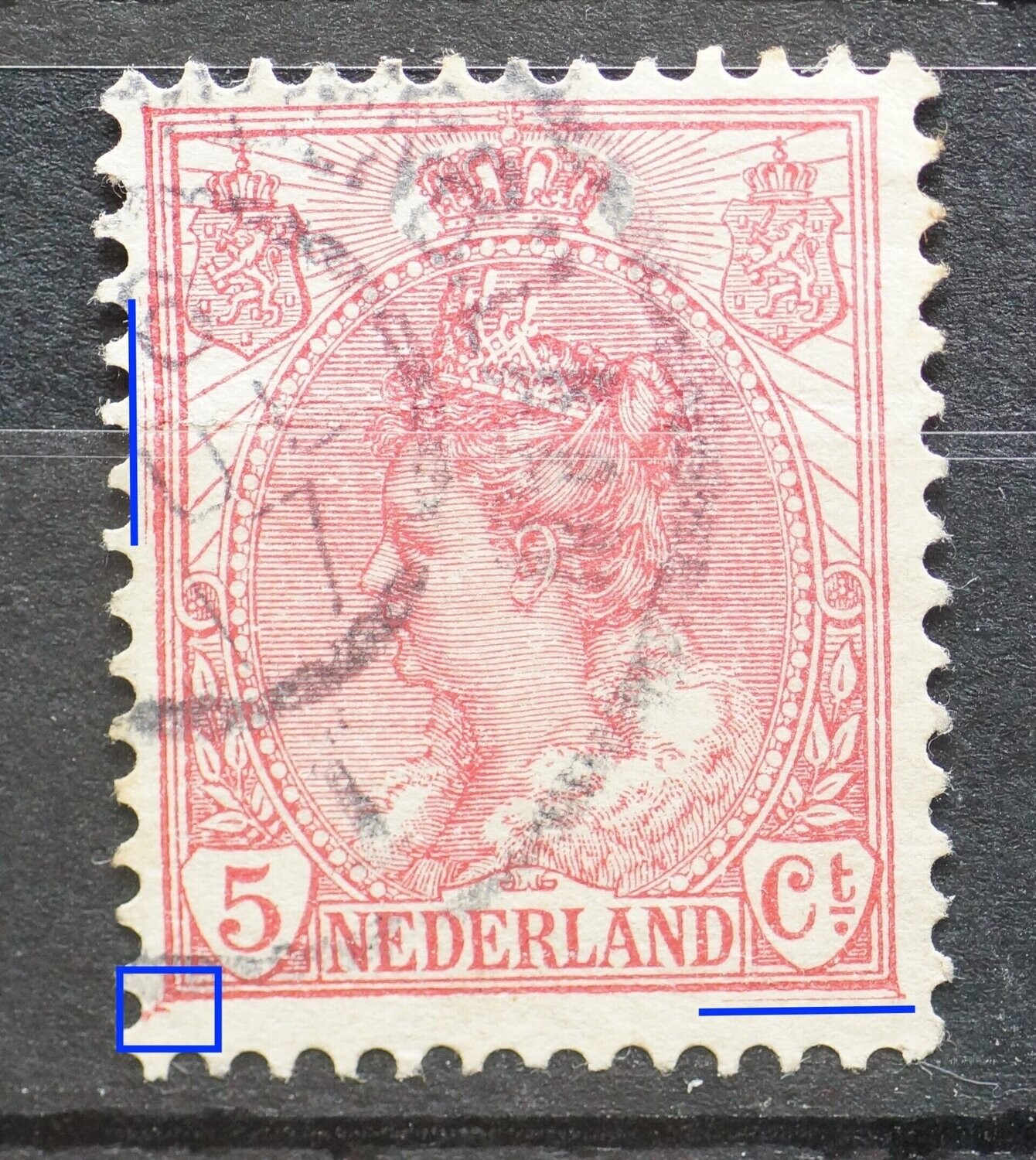 NVPH 60 - o.a. extra lijnen links van en onder het zegelbeeld