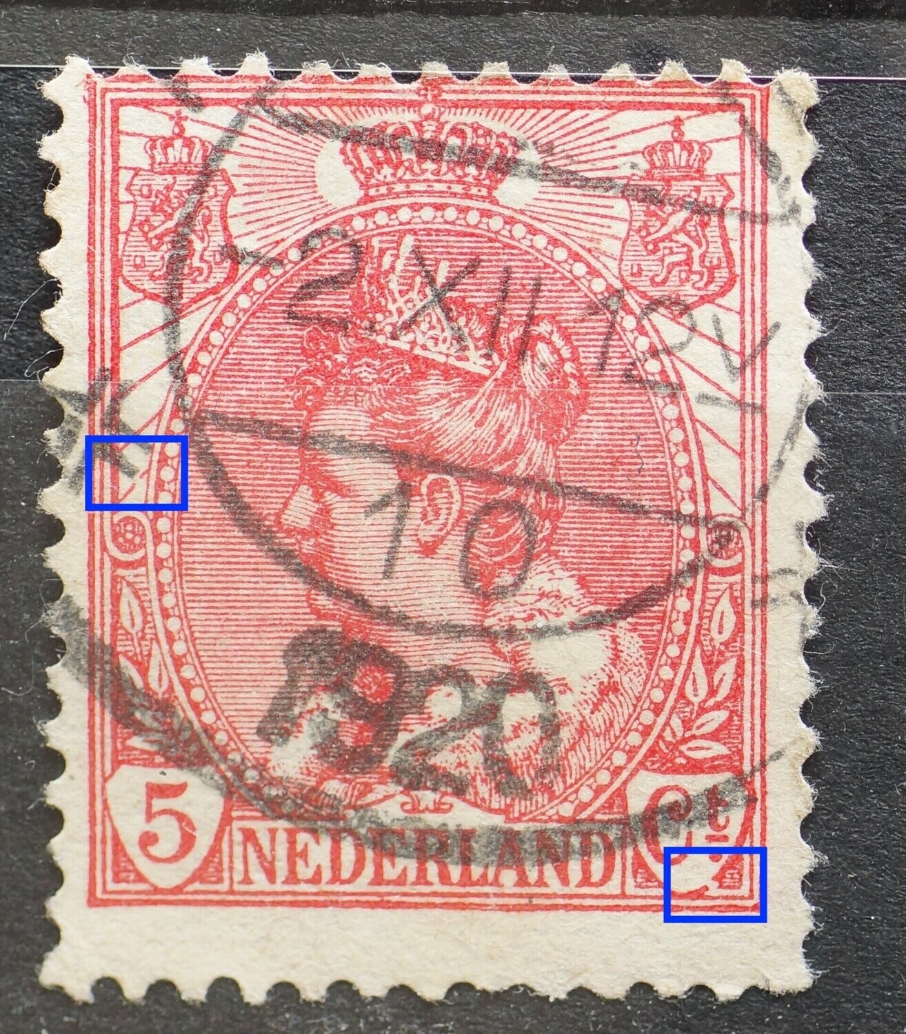 NVPH 60 - o.a. breuk in schild rondom Ct. NVPH 60 - o.a. breuk in schild rondom Ct.