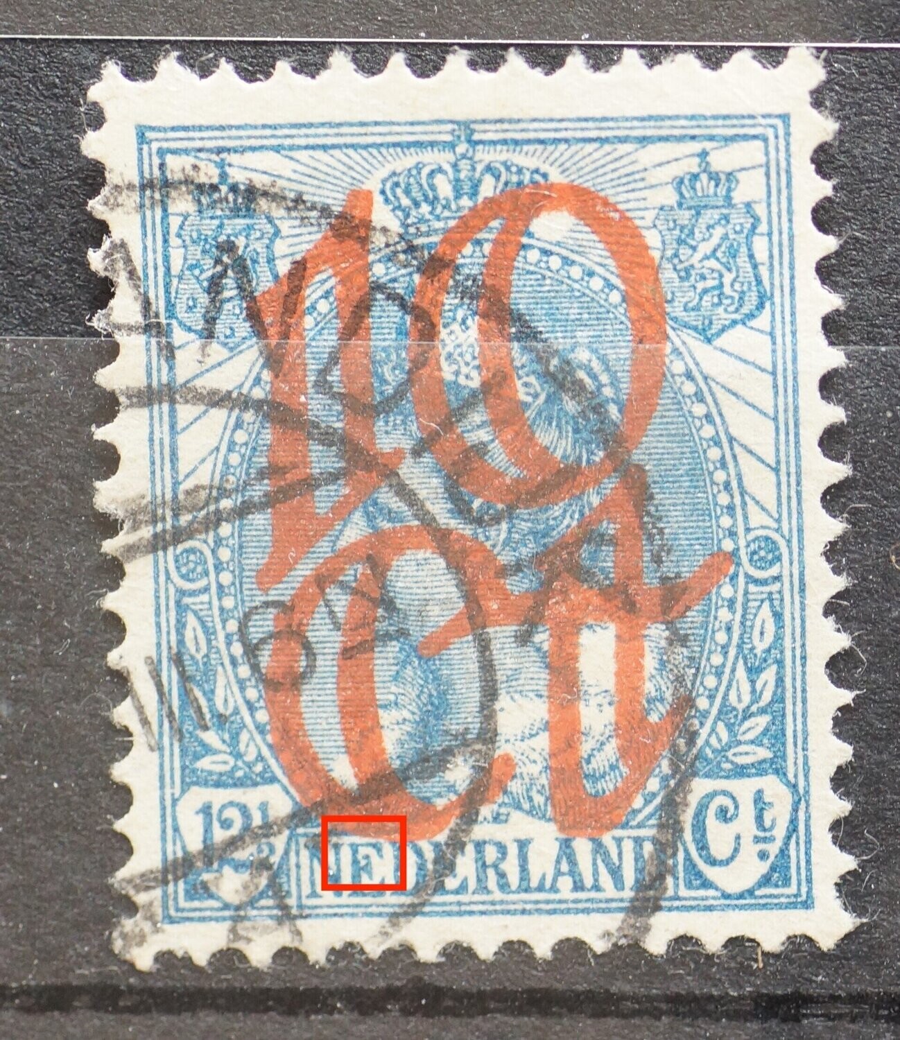 NVPH 118 - blauwe stip in eerste E van NEDERLAND