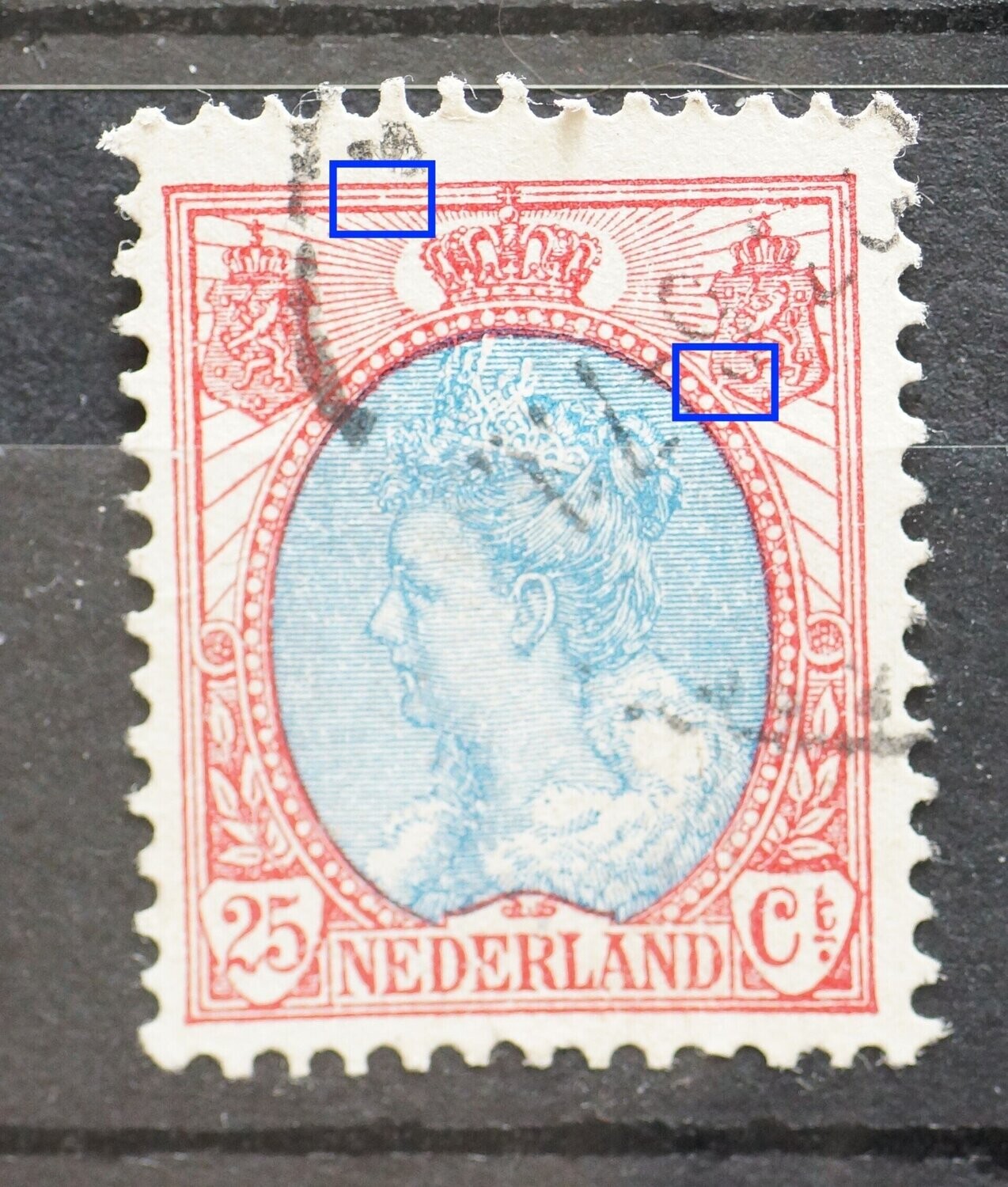 NVPH 71 - o.a. breuk in kaderlijn links van kroon NVPH 71 - o.a. breuk in kaderlijn links van kroon