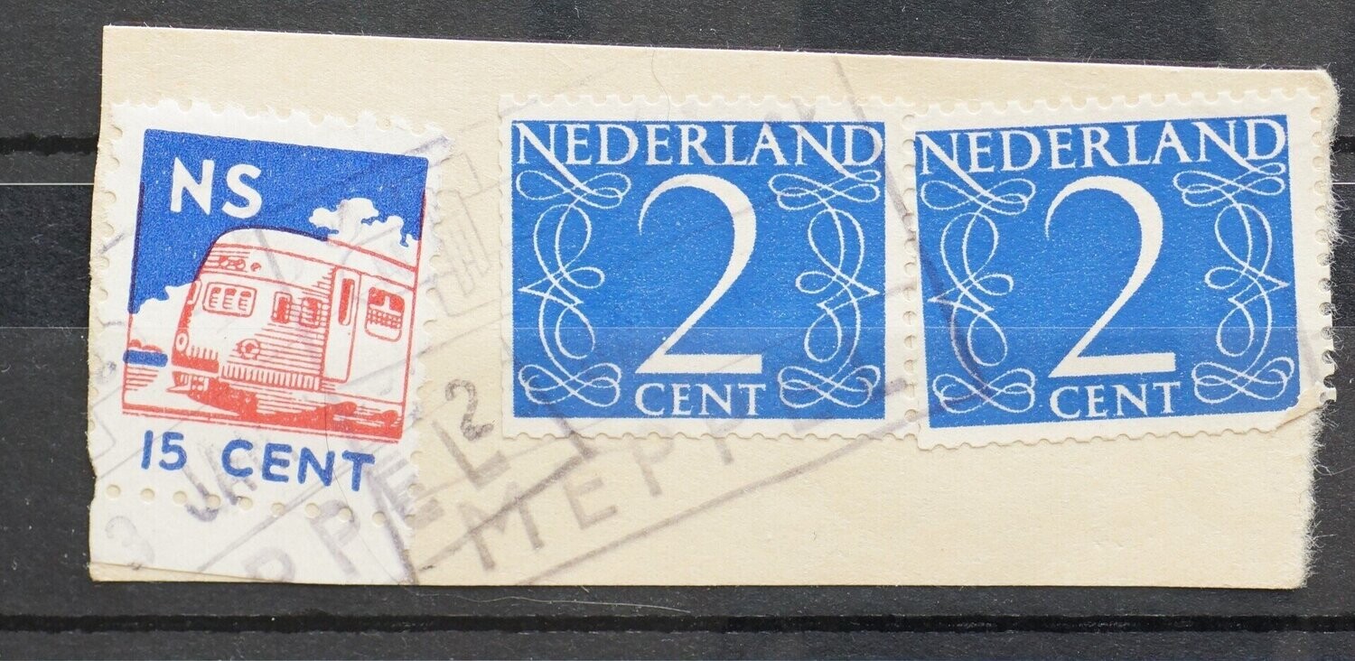 Spoorwegstempel Meppel op diverse zegels
