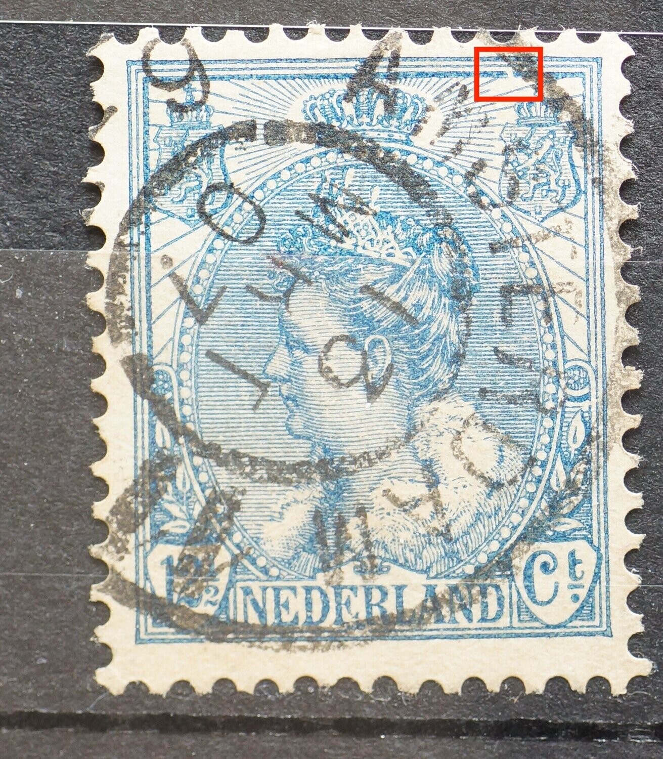 NVPH 63 - breuk in kaderlijn boven, rechts