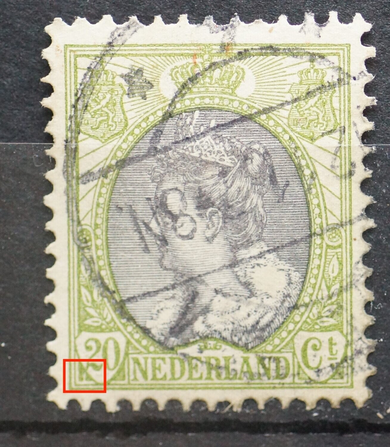 NVPH 69 - witte kras onder de 2 van 20