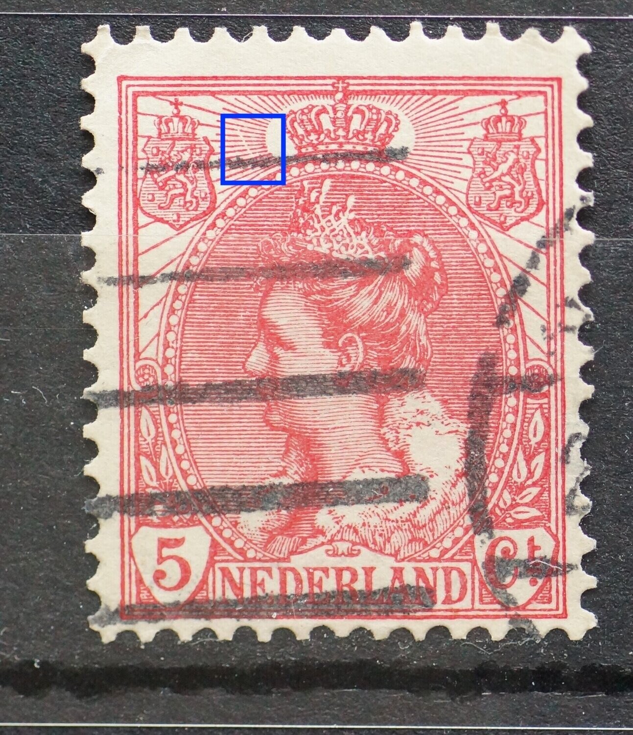 NVPH 60 - witte kras in stralen links