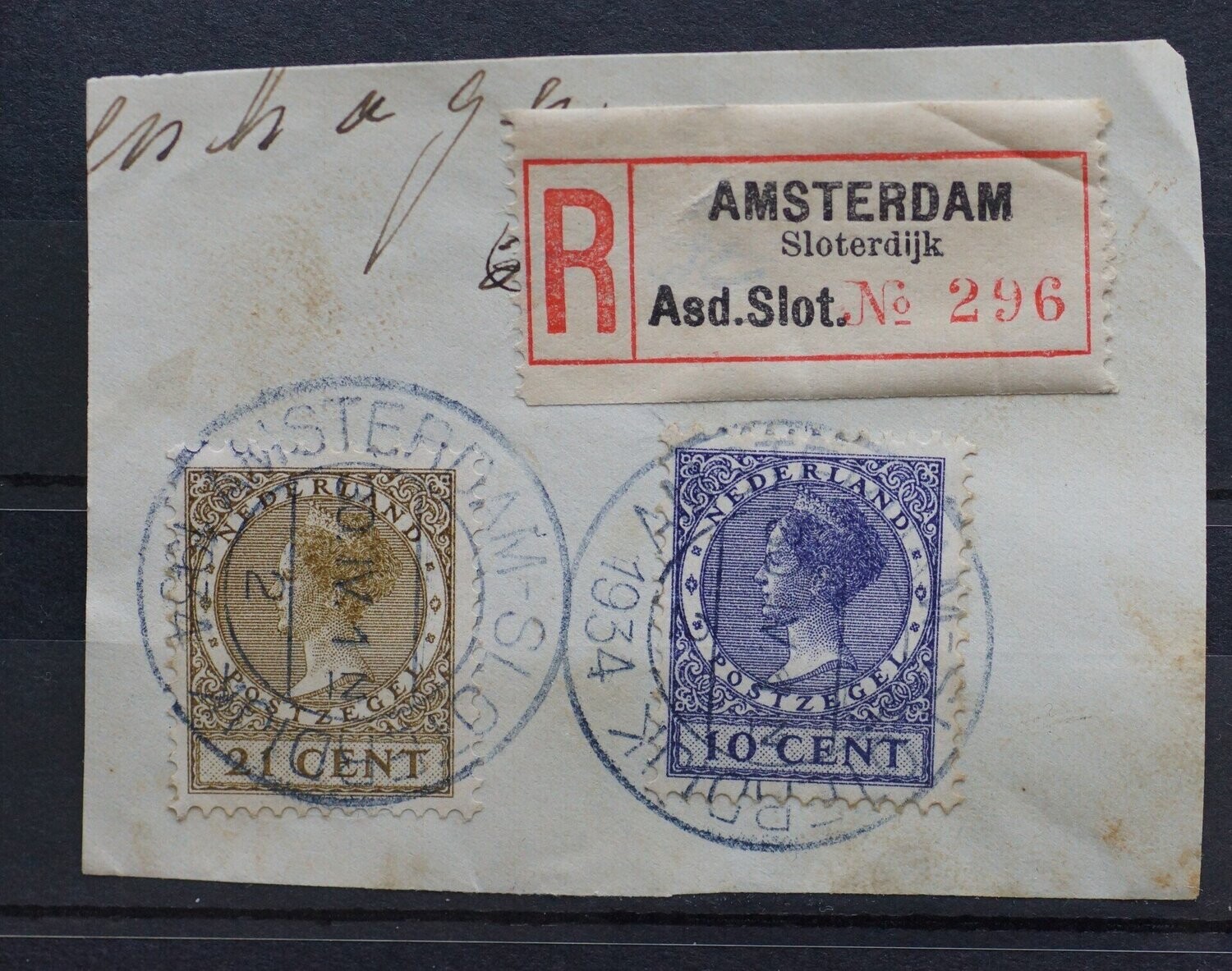 Amsterdam-Sloterdijk 2 + aantekenstrook op NVPH 183 en 189 Amsterdam-Sloterdijk 2 + aantekenstrook op NVPH 183 en 189