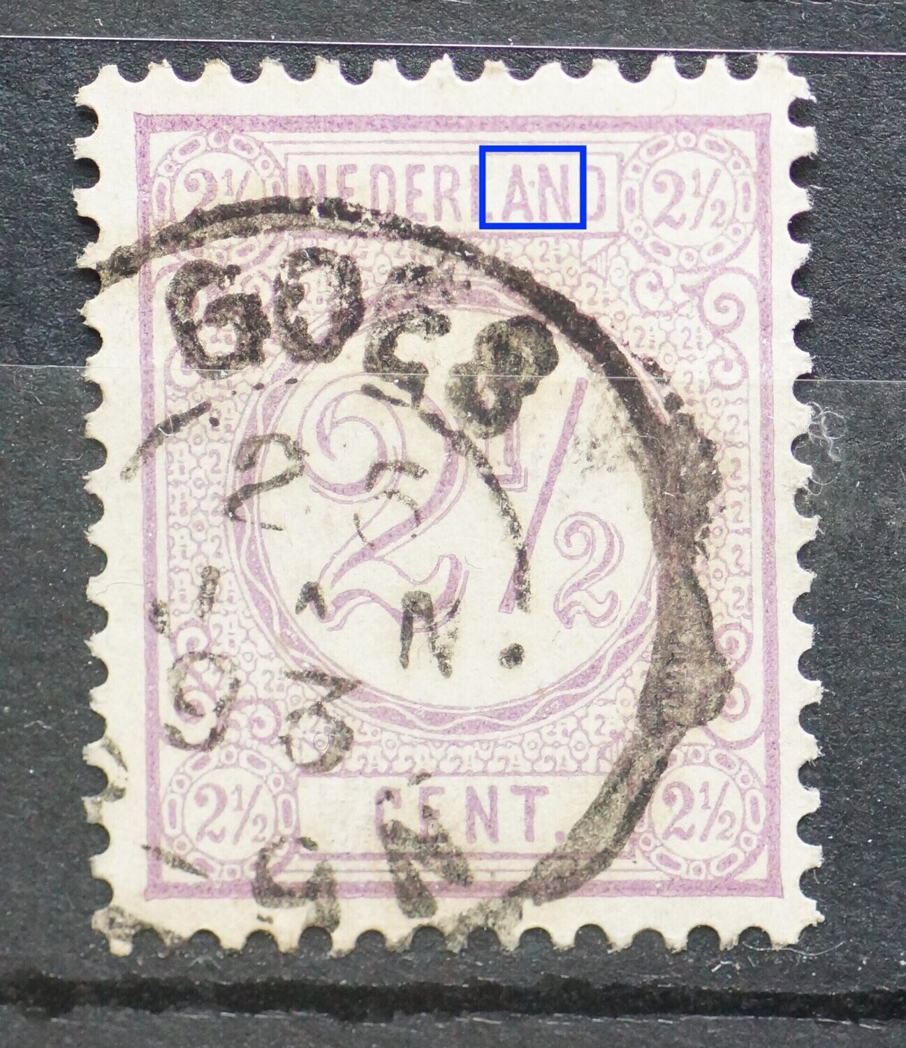 NVPH 33 - violette punt tussen AN van NEDERLAND