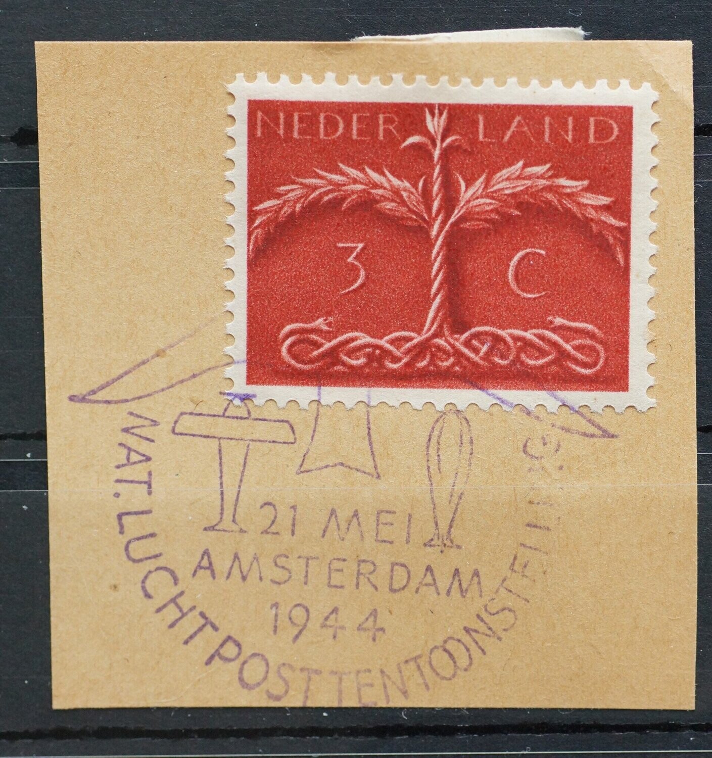 Reclame handstempel Nationale Luchtposttentoonstelling Amsterdam op NVPH 409