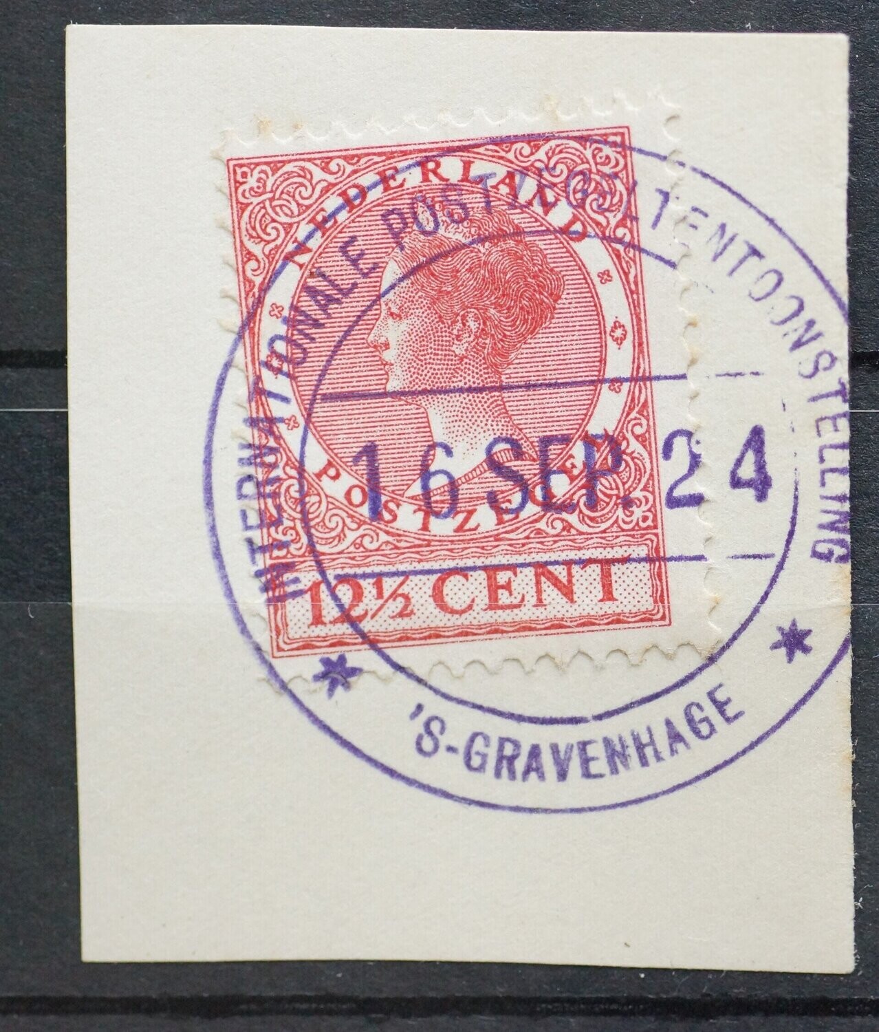Reclame handstempel Internationale Postzegeltentoonstelling Den Haag op NVPH 154
