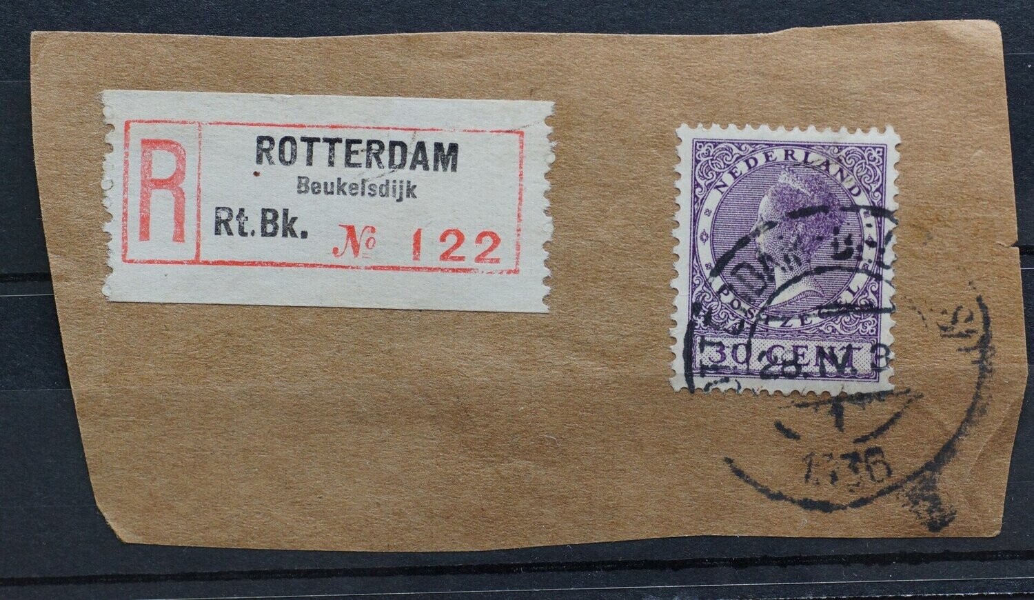 Rotterdam-Beukelsdijk 1 + aantekenstrook op NVPH 194