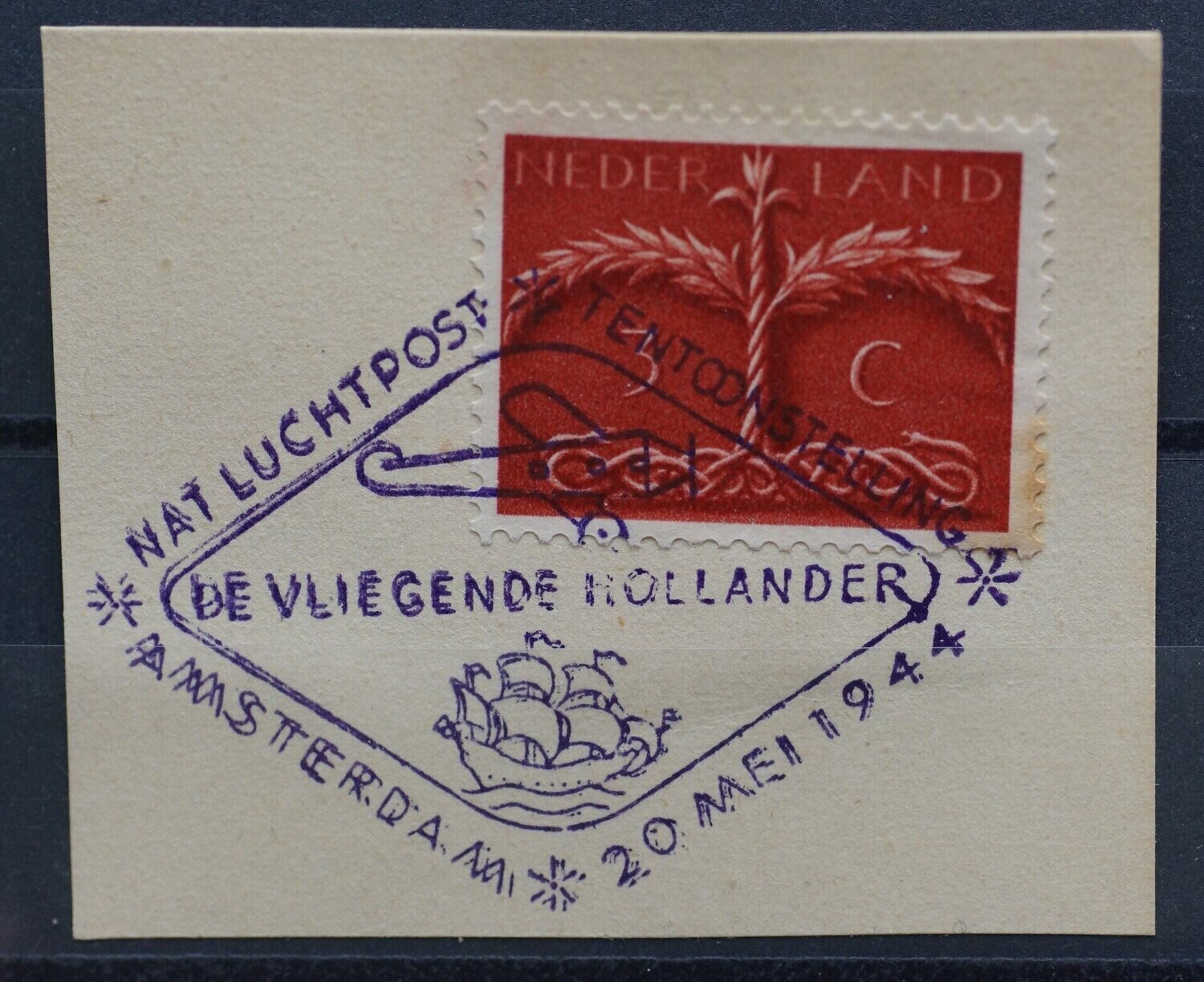 Reclame handstempel Nationale Luchtposttentoonstelling Amsterdam op NVPH 409