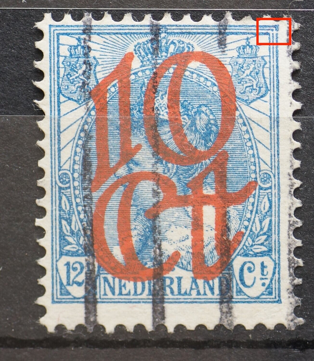 NVPH 118 - breuk in kaderlijnen rechts, boven
