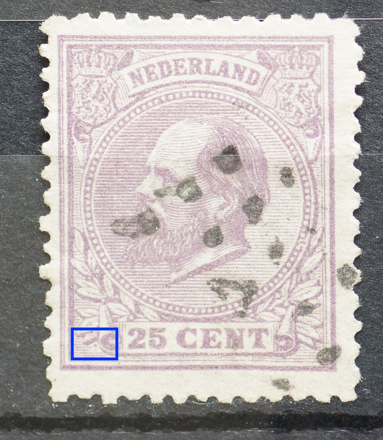 NVPH 26 - violette punt links van 25 NVPH 26 - violette punt links van 25