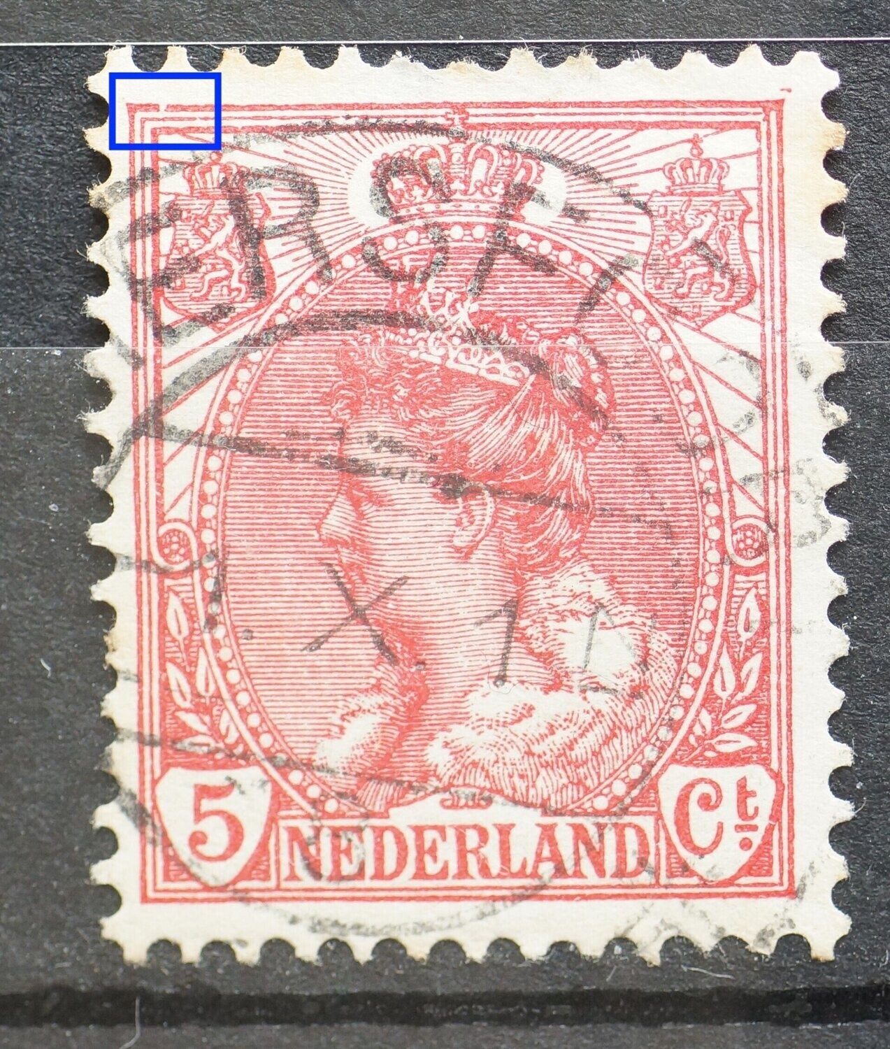 NVPH 60 - breuk in kaderlijn boven, links NVPH 60 - breuk in kaderlijn boven, links