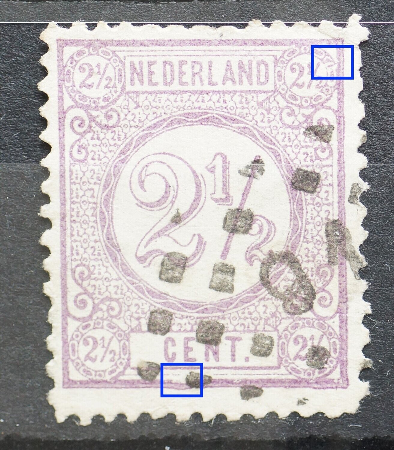 NVPH 33 - o.a. beschadigde kaderlijn onder NVPH 33 - o.a. beschadigde kaderlijn onder