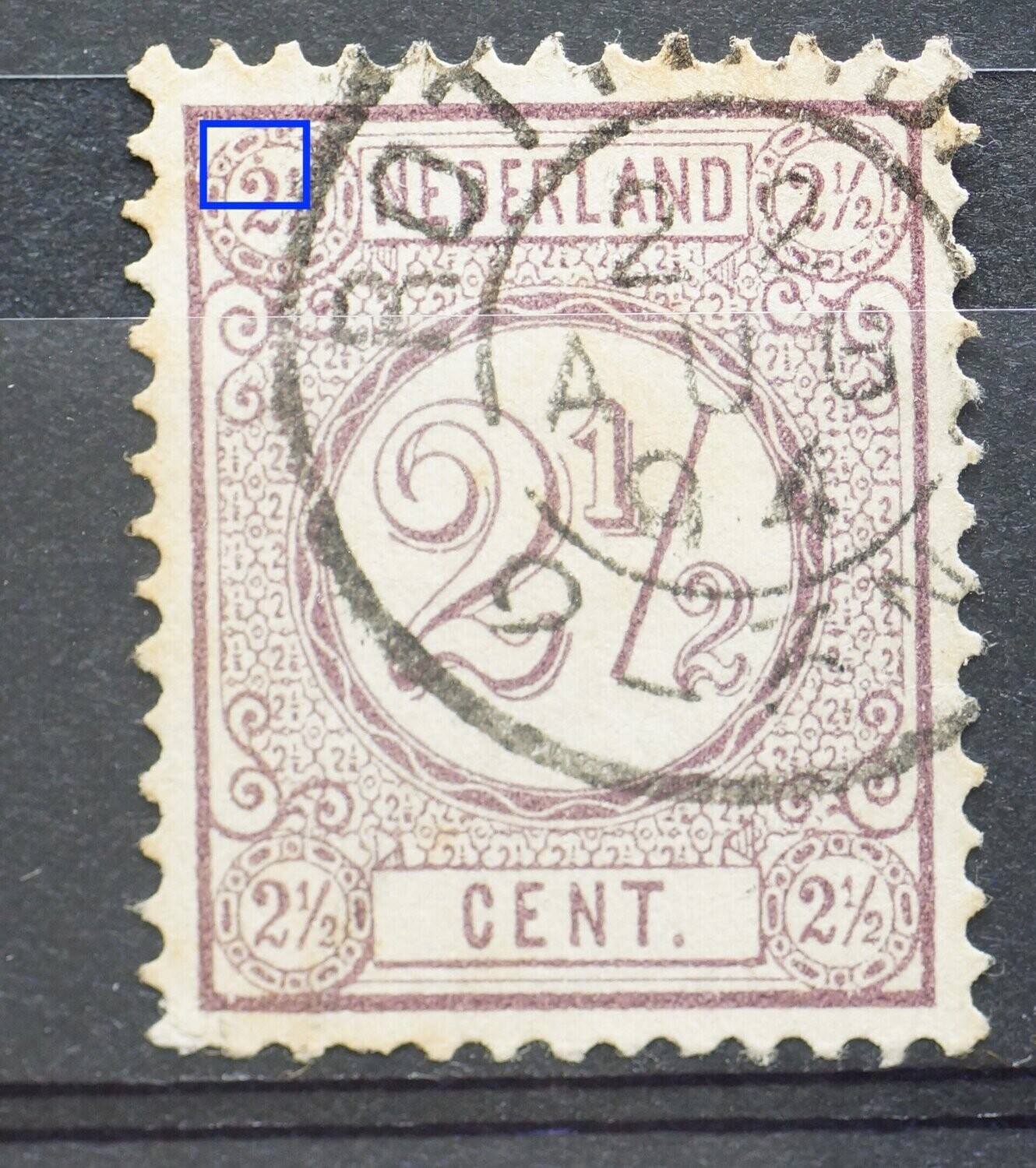 NVPH 33 - violette stip in 2 1/2 linksboven