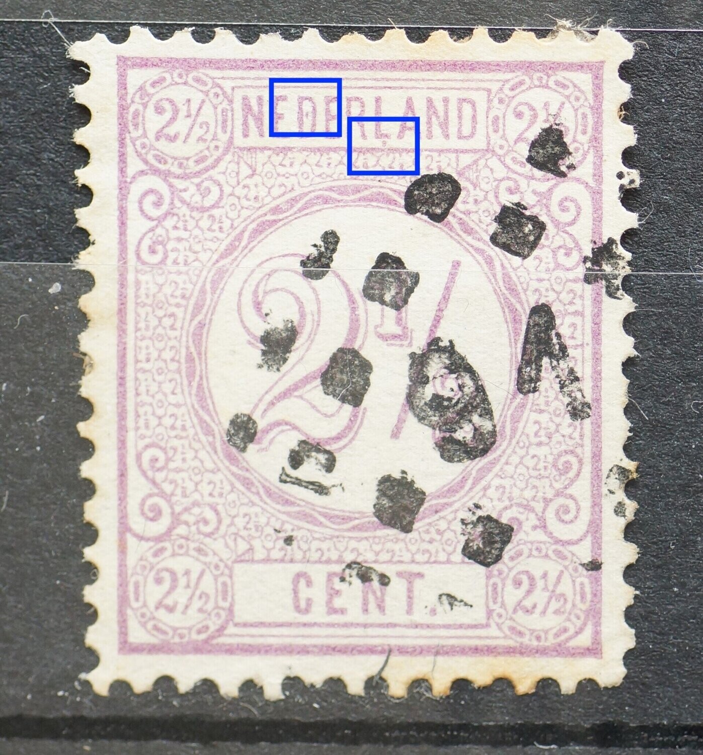NVPH 33 - violette stip in de eerste D en odner de L van NEDERLAND