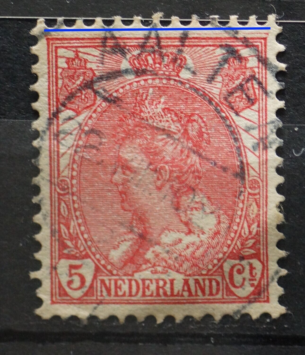 NVPH 60 - extra rode lijn boven zegelbeeld