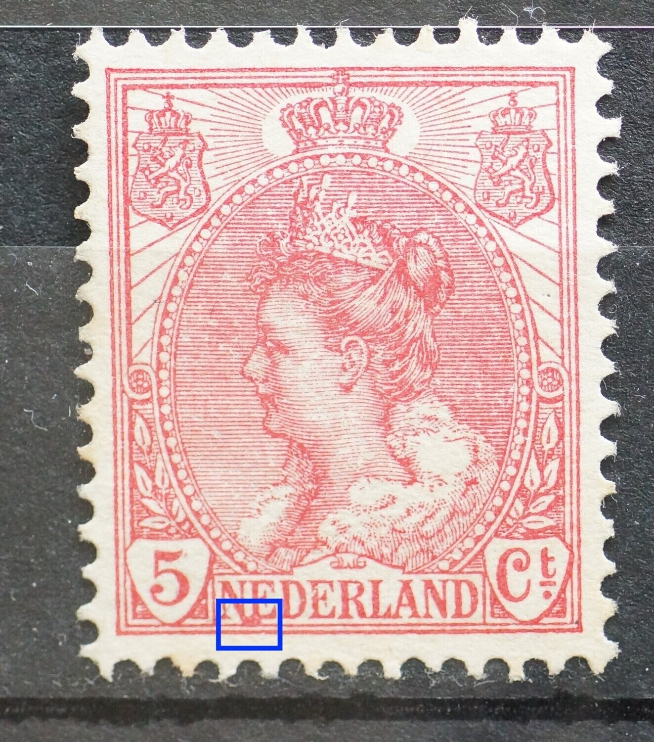 NVPH 60 - grote rode vlek onder NE van NEDERLAND