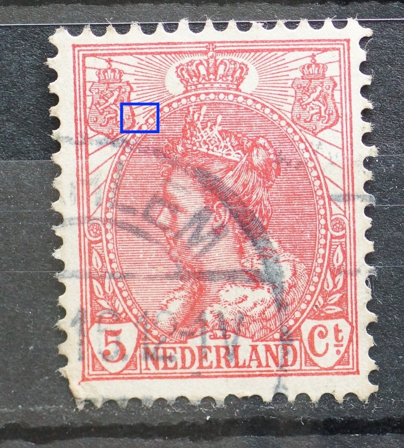 NVPH 60 - witte stip in rand medaillon links