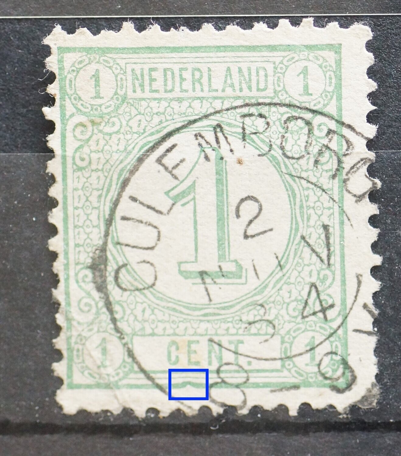 NVPH 31 - vreemde uitstulping in kaderlijn onder