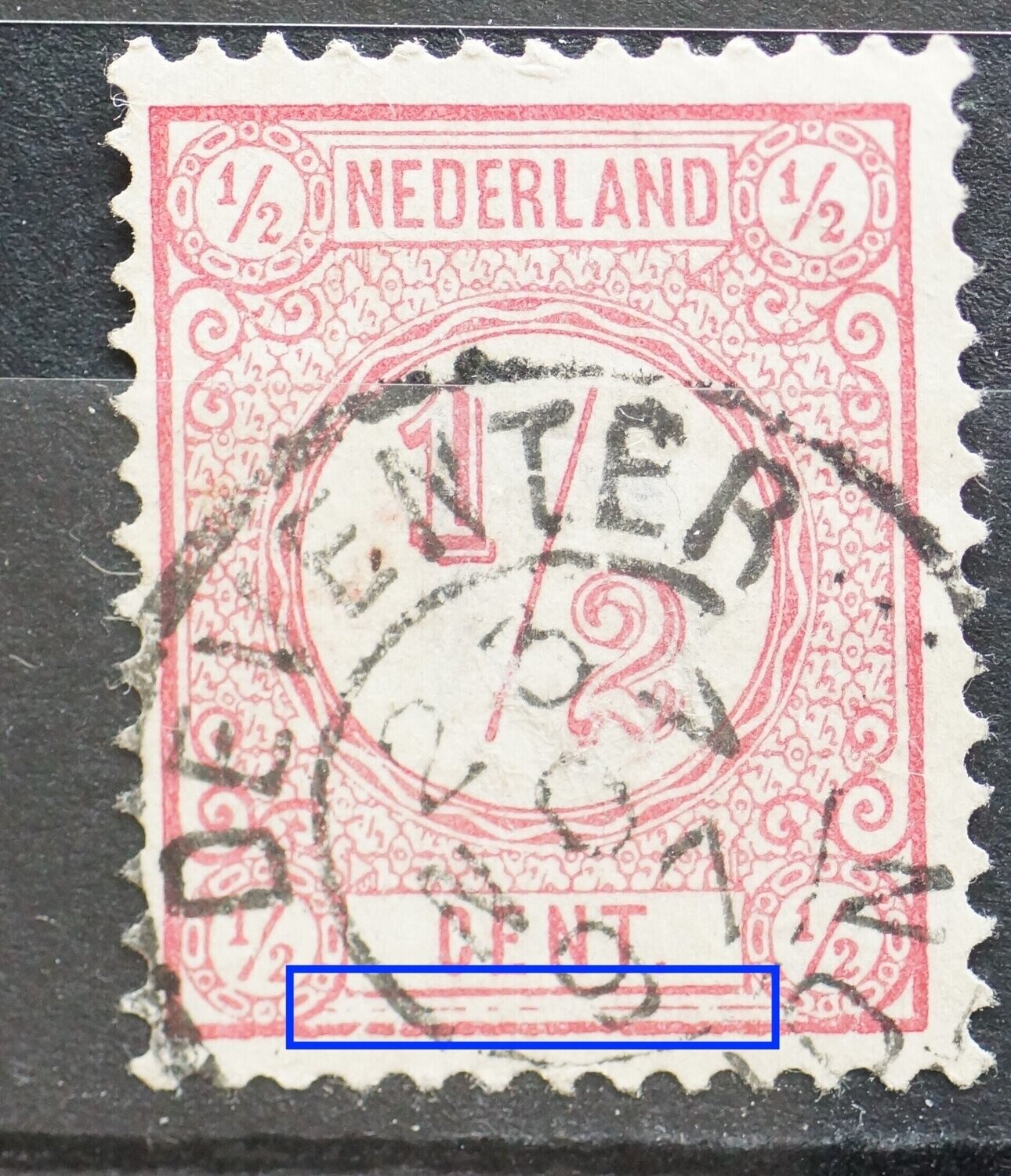 NVPH 30 - beschadigde kaderlijnen onder