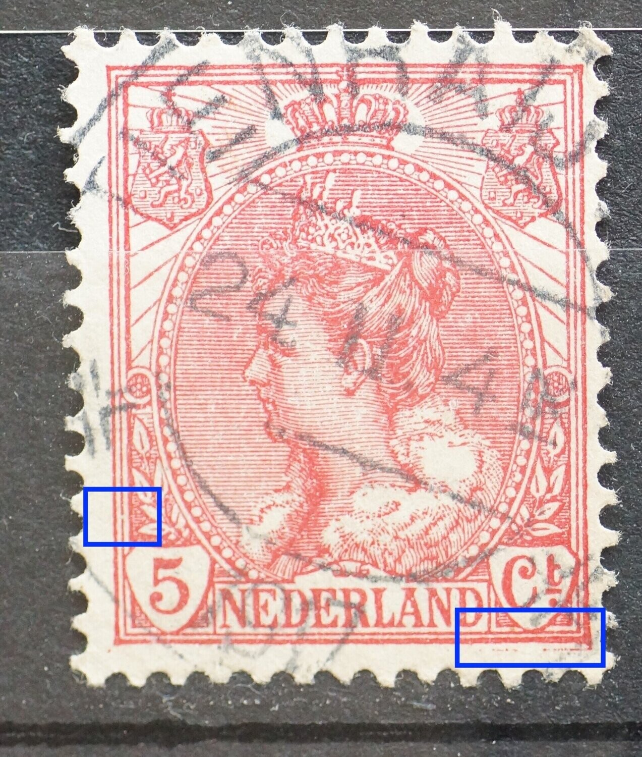 NVPH 60 - o.a. breukje in kaderlijn links