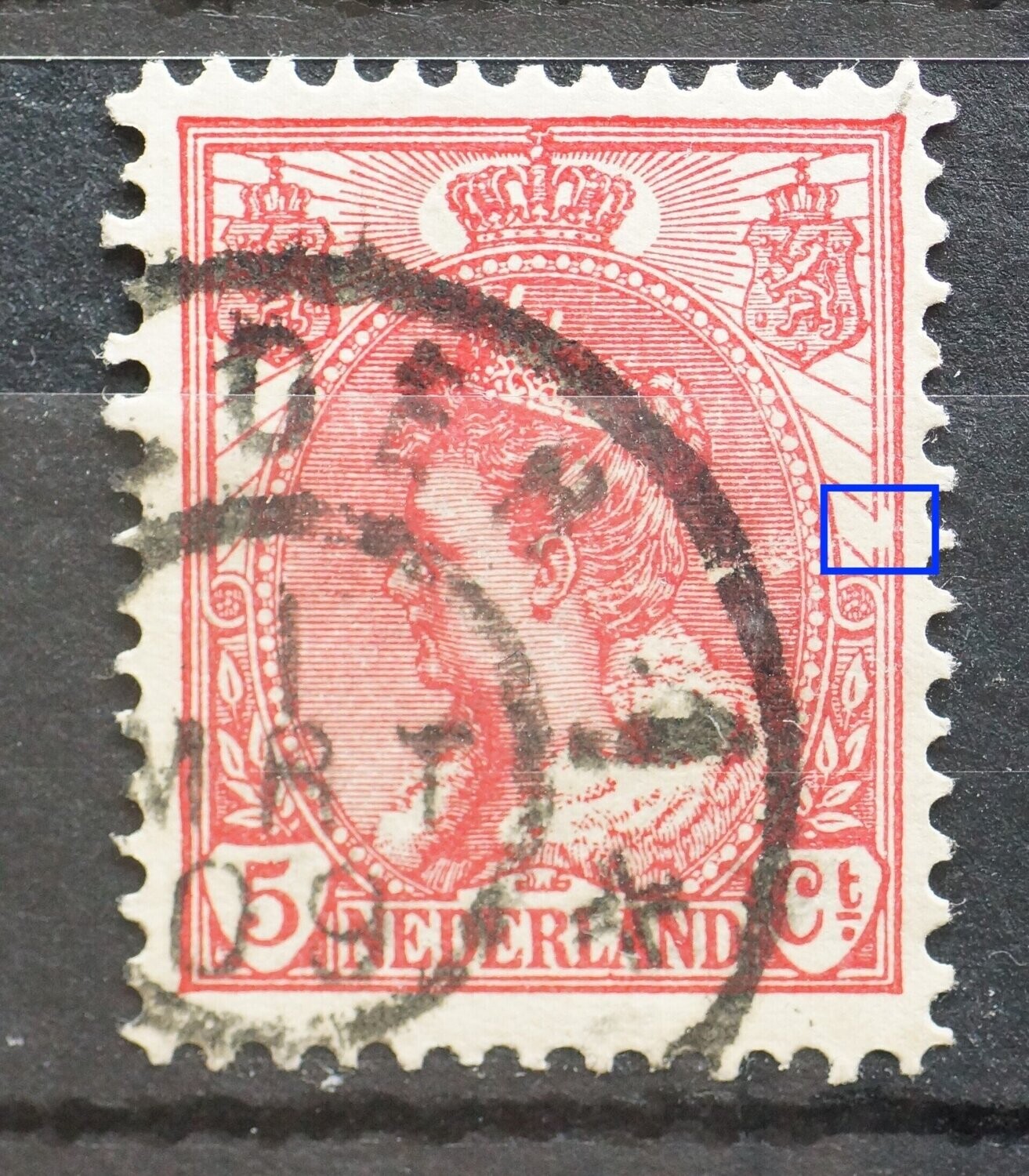 NVPH 60 - witte vlek in kaderlijnen rechts