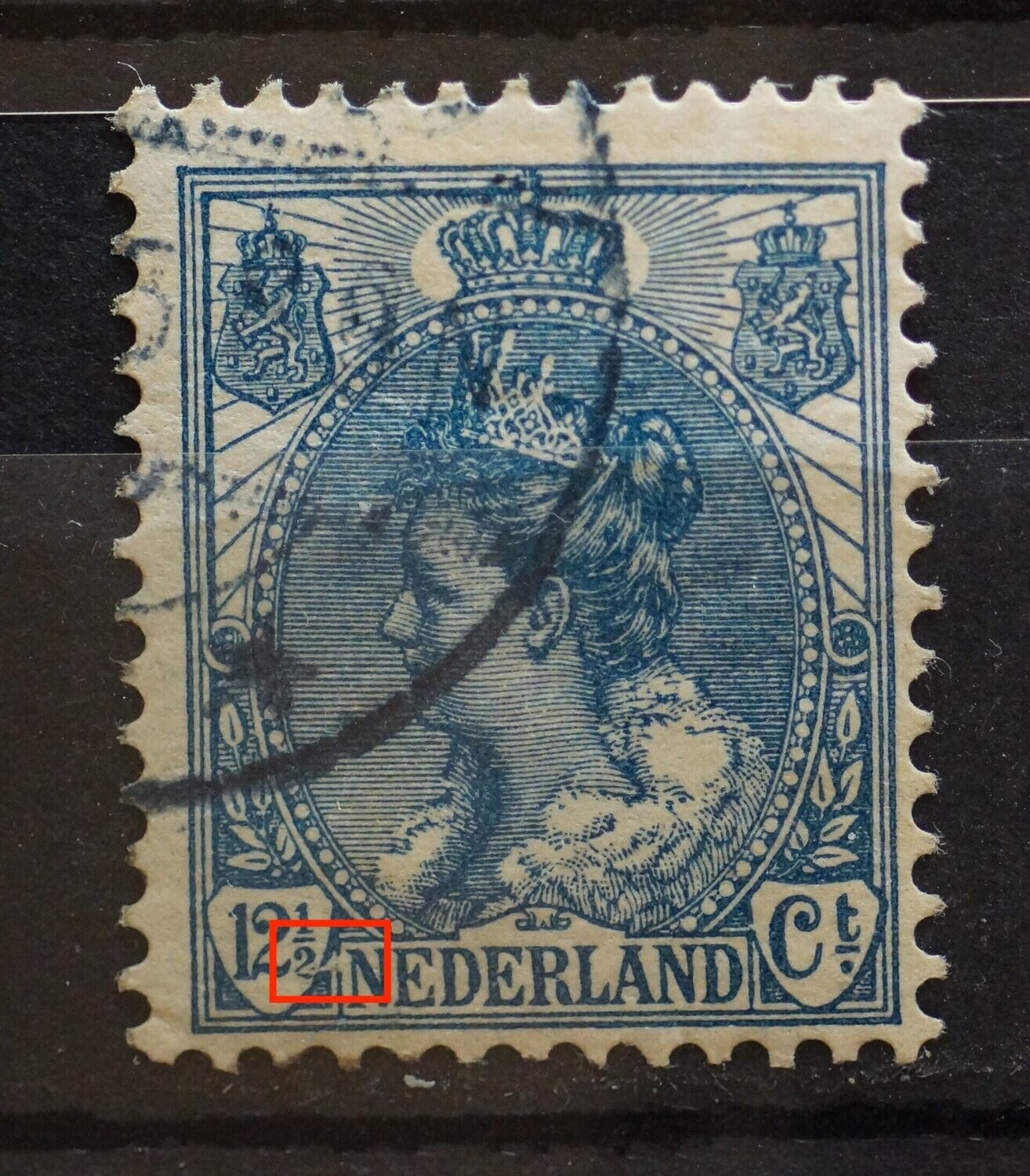 NVPH 63 - beschadigingen links van NEDERLAND